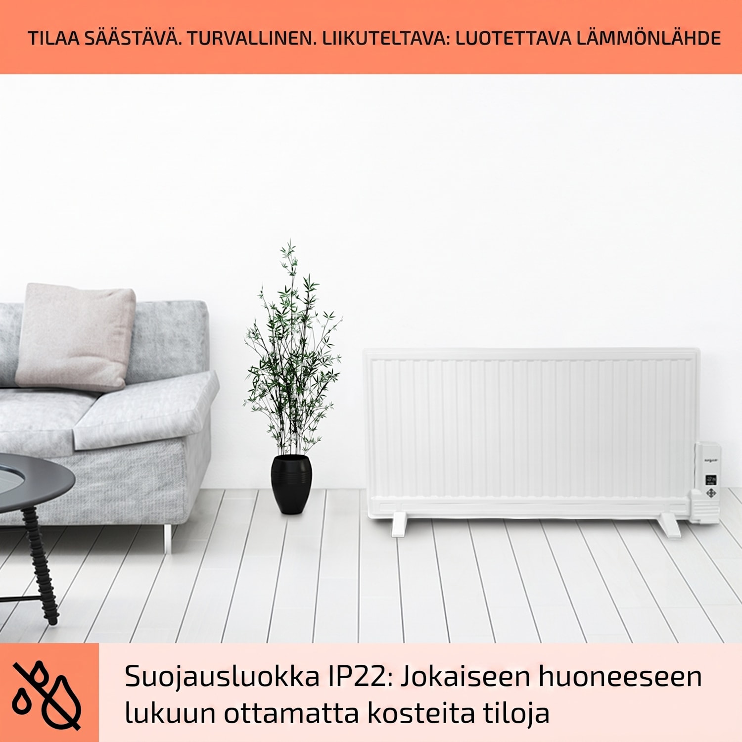 Wallander öljylämmitin 1000 W termostaatti erittäin litteä valkoinen 1000 W | Valkoinen