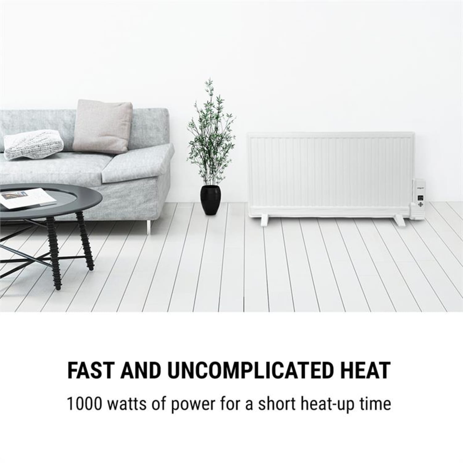 Wallander Radiador de aceite 1000 W Termostato Calefacción de aceite Ultraplano Blanco 1000 W | Blanco