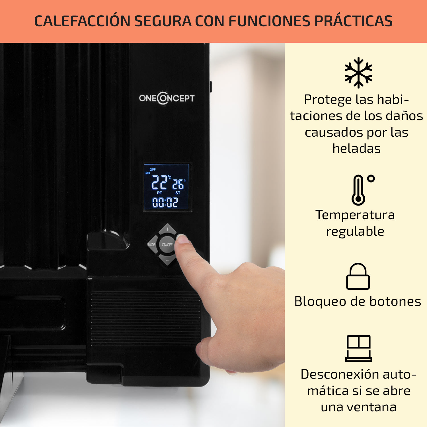 Wallander Radiador de aceite 1000 W Termostato Calefacción de aceite Ultraplano Negro 1000 W | Negro