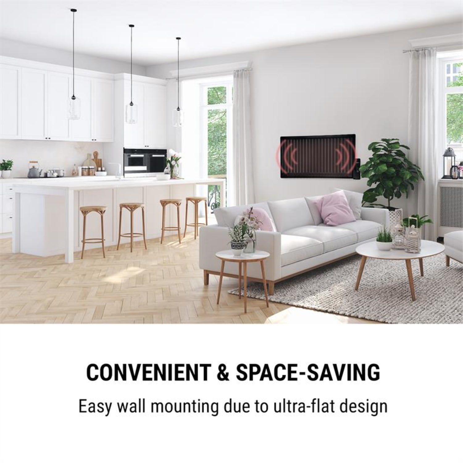 Wallander Oil Radiator 1000W Thermostat Oil Heater Ultra Flat Black 