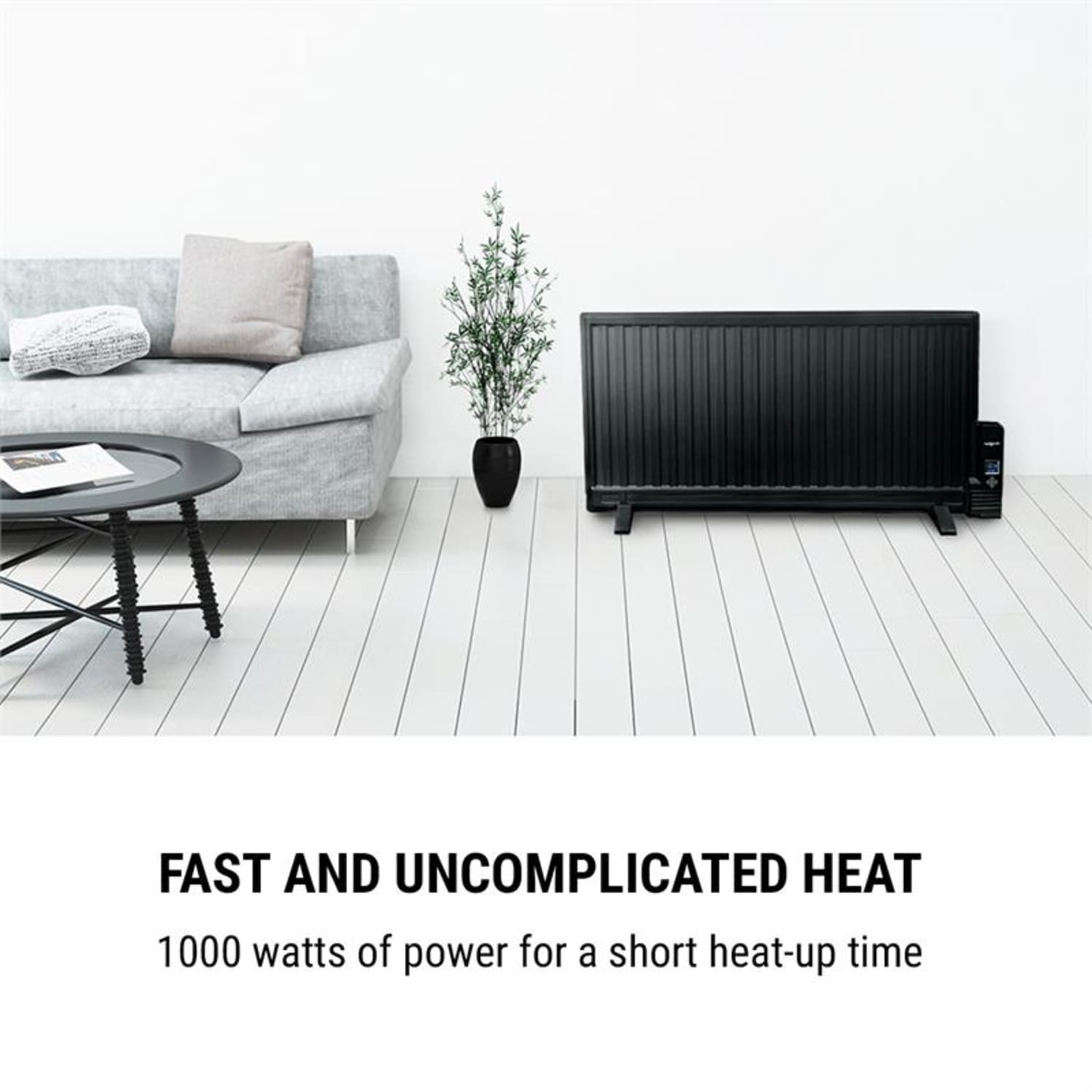 Wallander Oil Radiator 1000W Thermostat Oil Heater Ultra Flat Black 