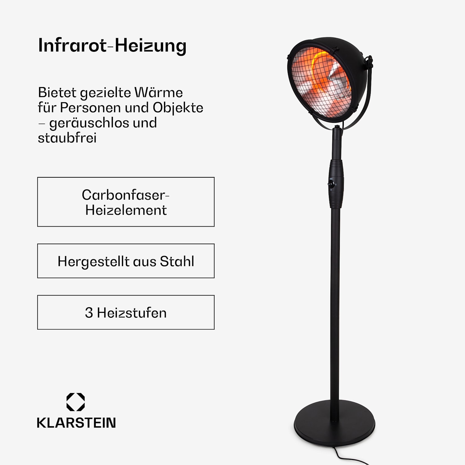 Heatspot Terrassenheizstrahler 900/1200/2100 W IR ComfortHeat Schwarz