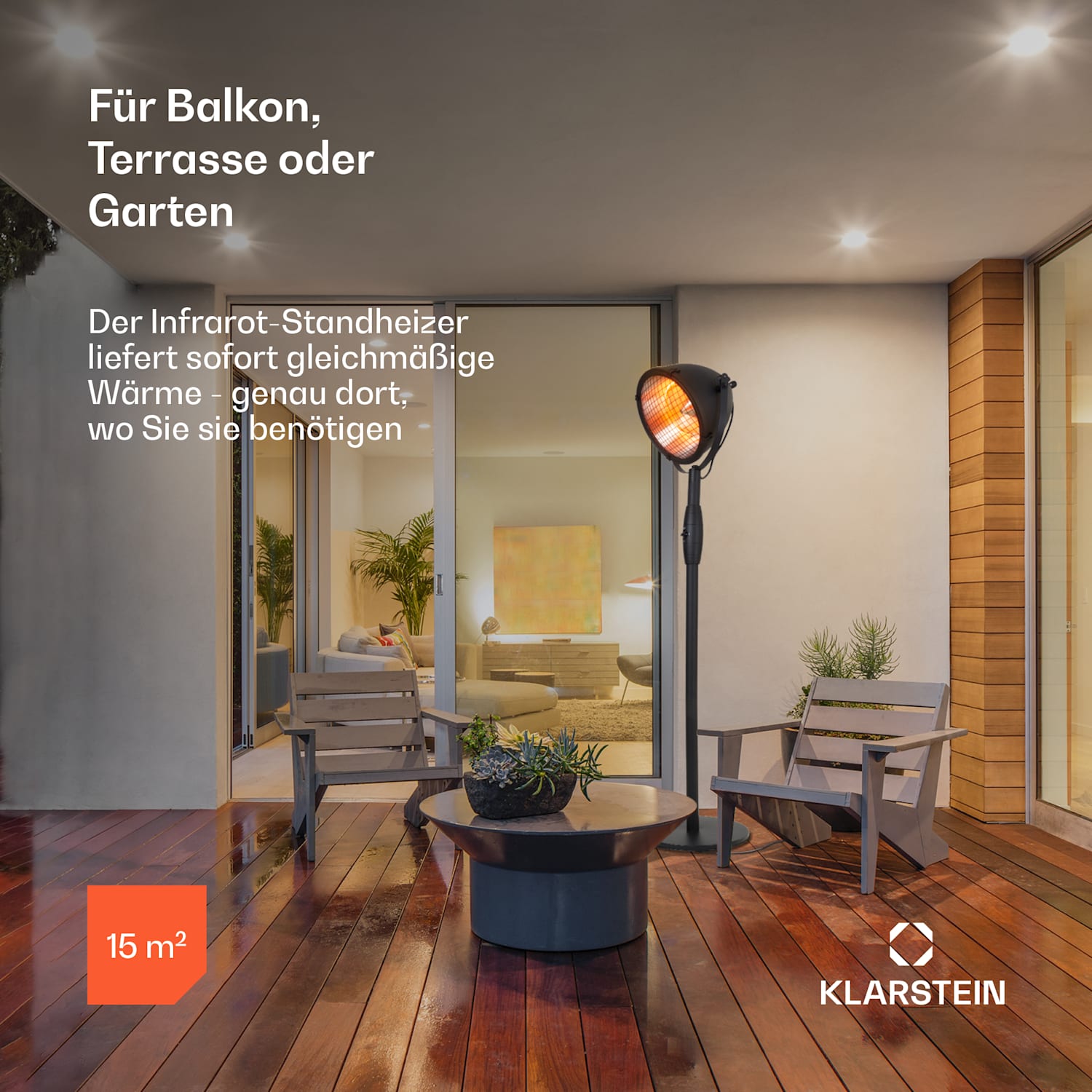 Heatspot Terrassenheizstrahler 900/1200/2100 W IR ComfortHeat Schwarz