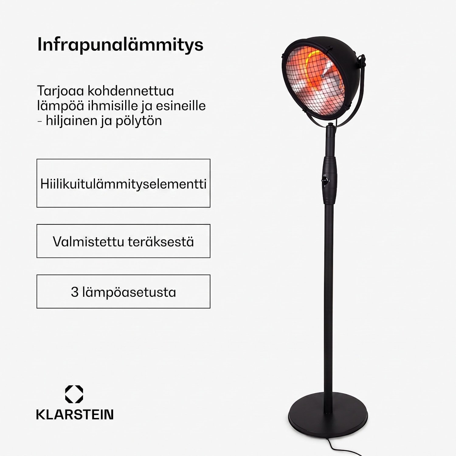 Heatspot, terassilämmitin, 900/1200/2100 W, IR ComfortHeat, musta Musta