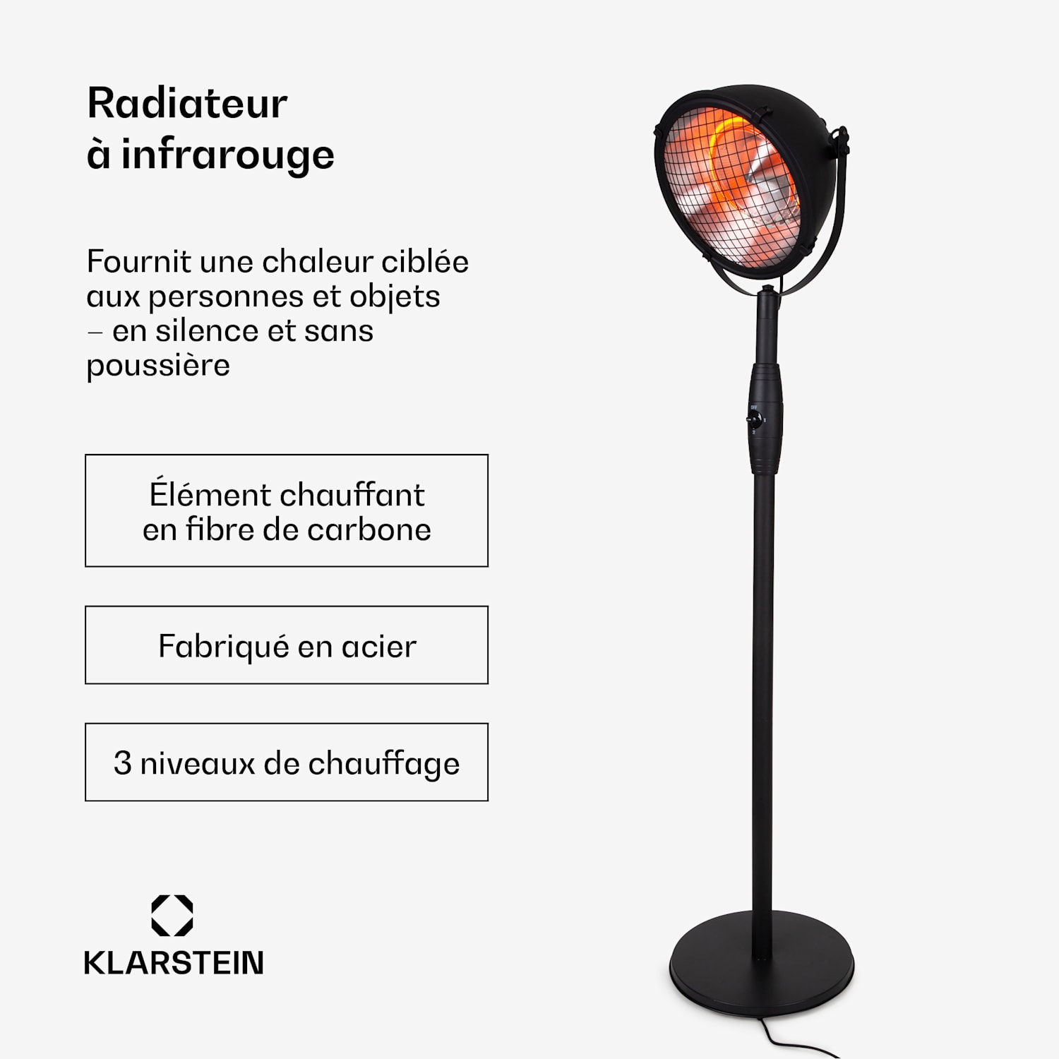 Heatspot radiateur de terrasse infrarouge 900 /1200 / 2100 W IR ComfortHeat noir Noir