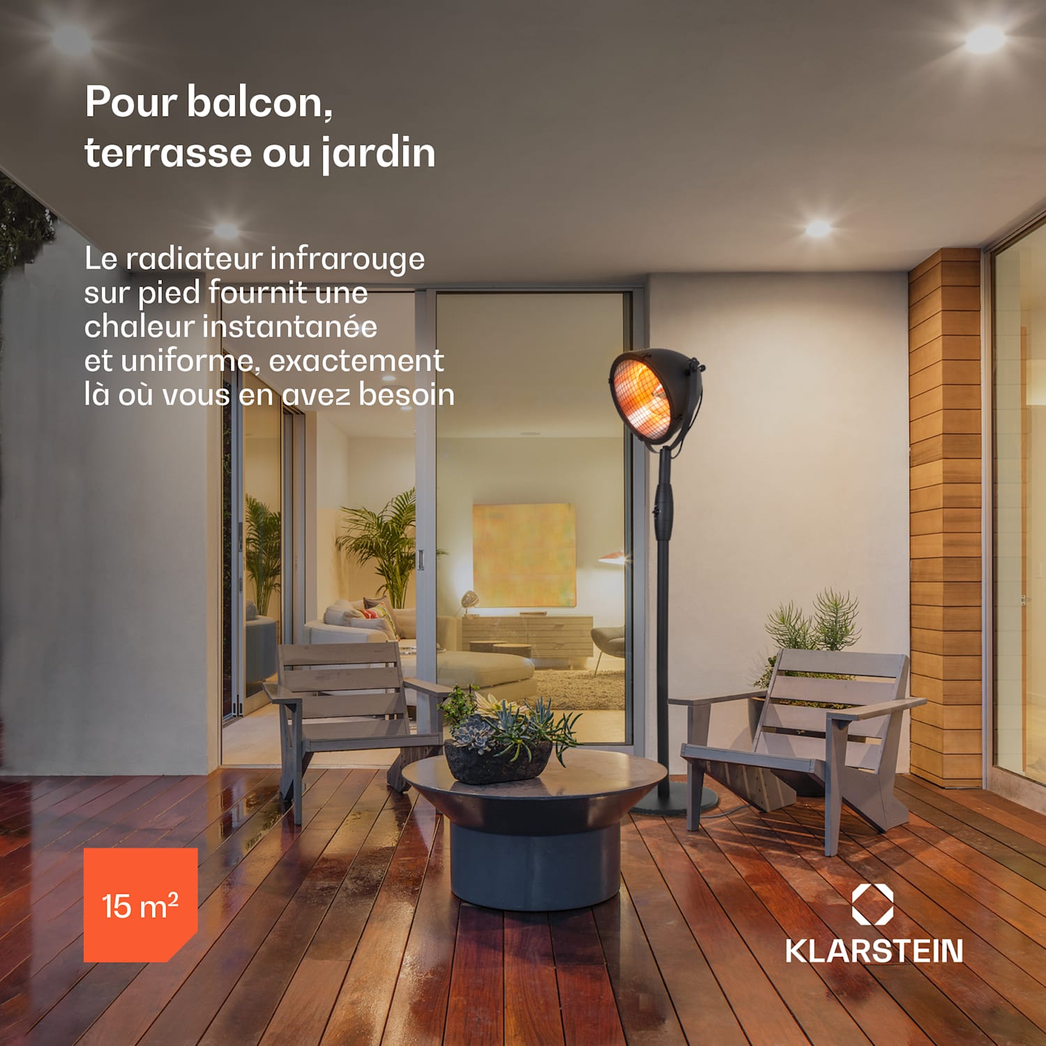 Heatspot radiateur de terrasse infrarouge 900 /1200 / 2100 W IR ComfortHeat noir Noir