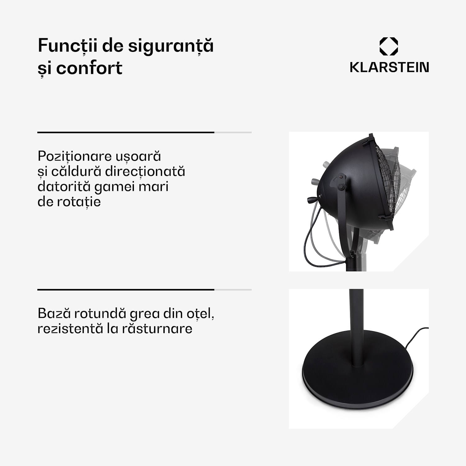 Heatspot, încălzitor de terasă, 900/1200/2100 W, IR ComfortHeat, negru Negru