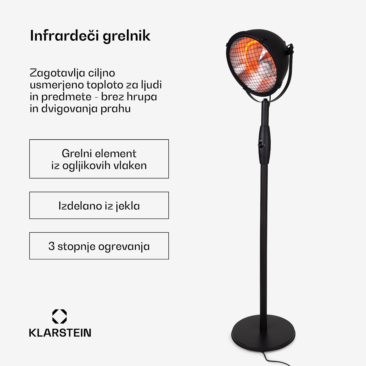 Heatspot, grelnik za teraso, 900/1200/2100 W, IR ComfortHeat, črn Črna