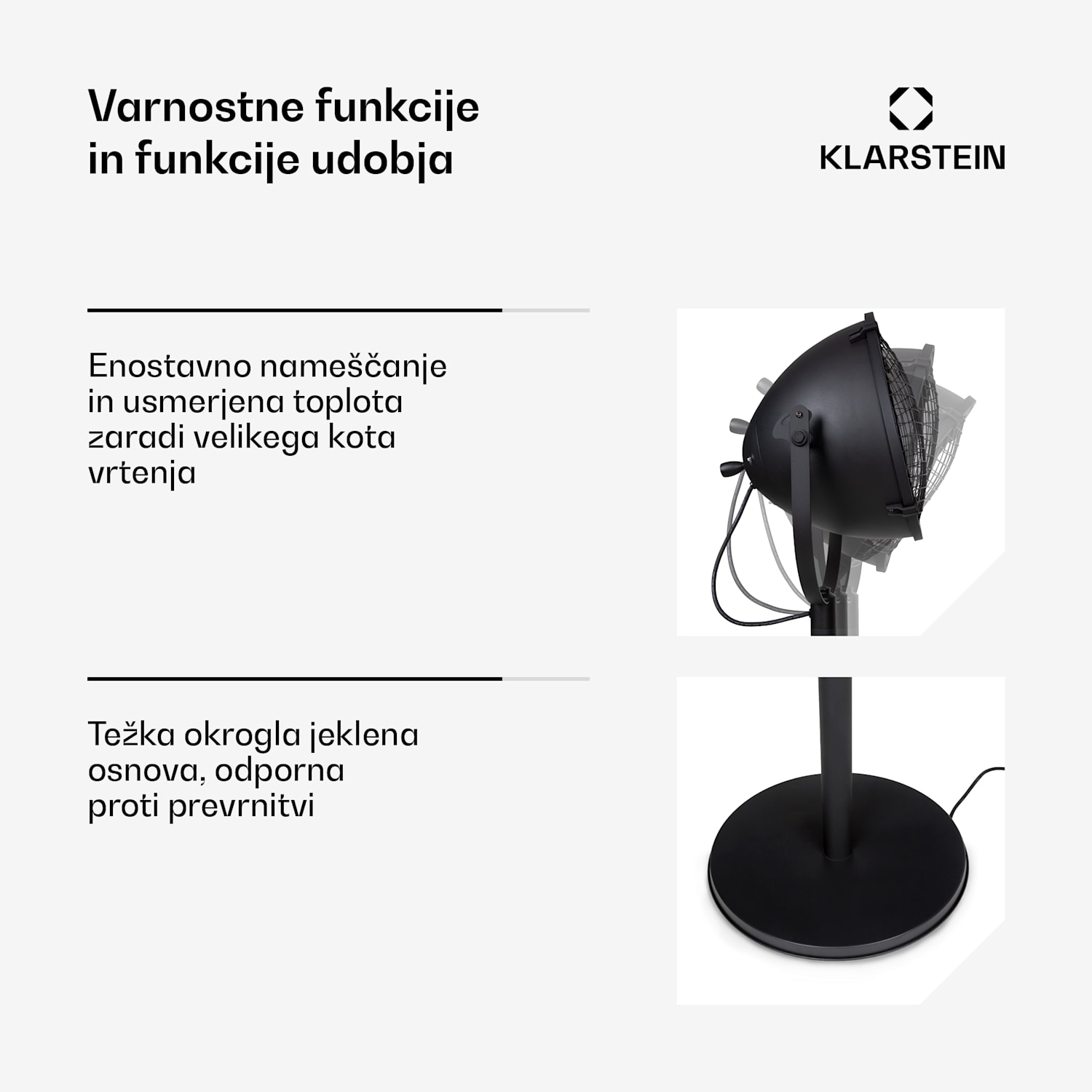 Heatspot, grelnik za teraso, 900/1200/2100 W, IR ComfortHeat, črn Črna