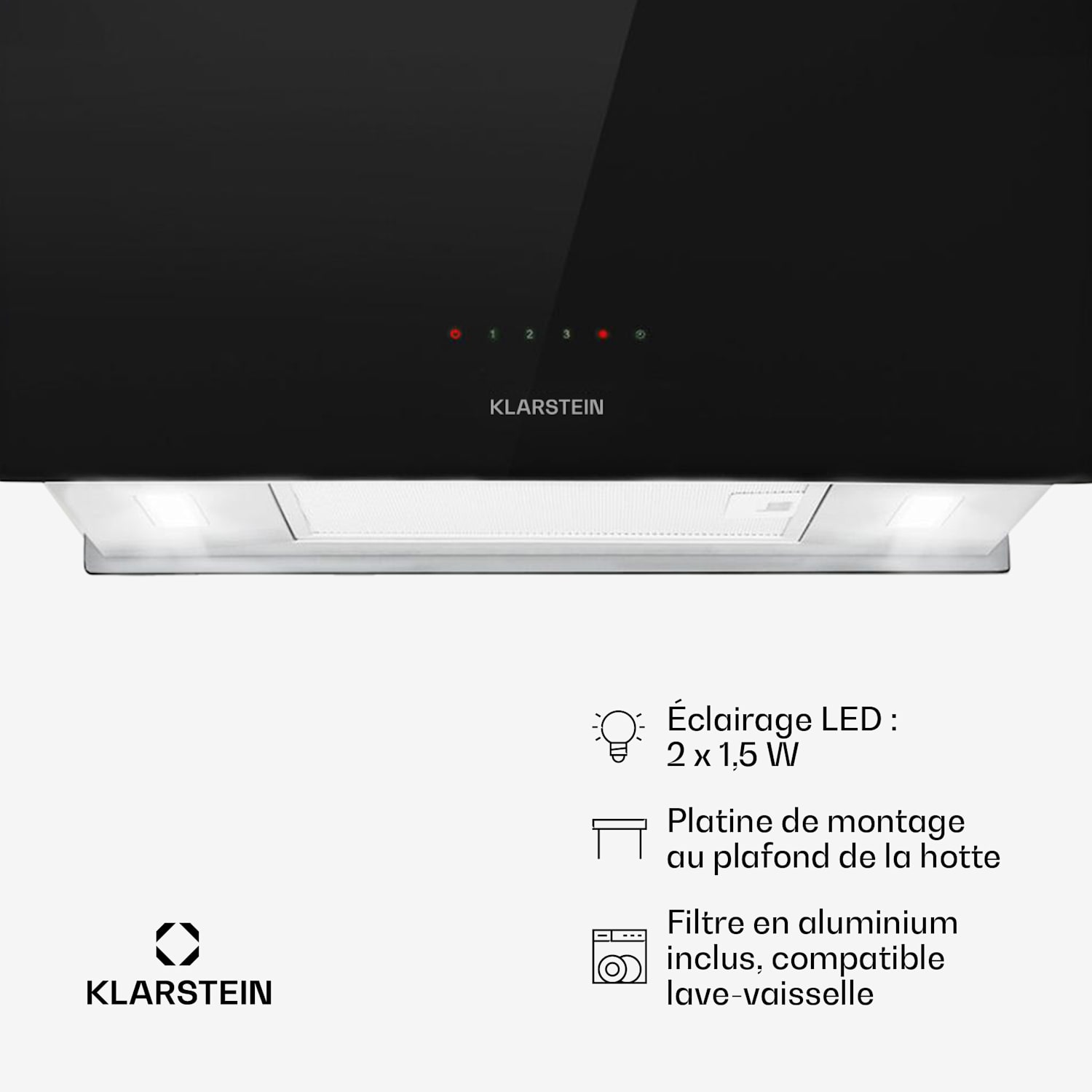 Kronleuchter L eilandafzuigkap 60cm afvoer: 590m³/h led touch zwart Zwart