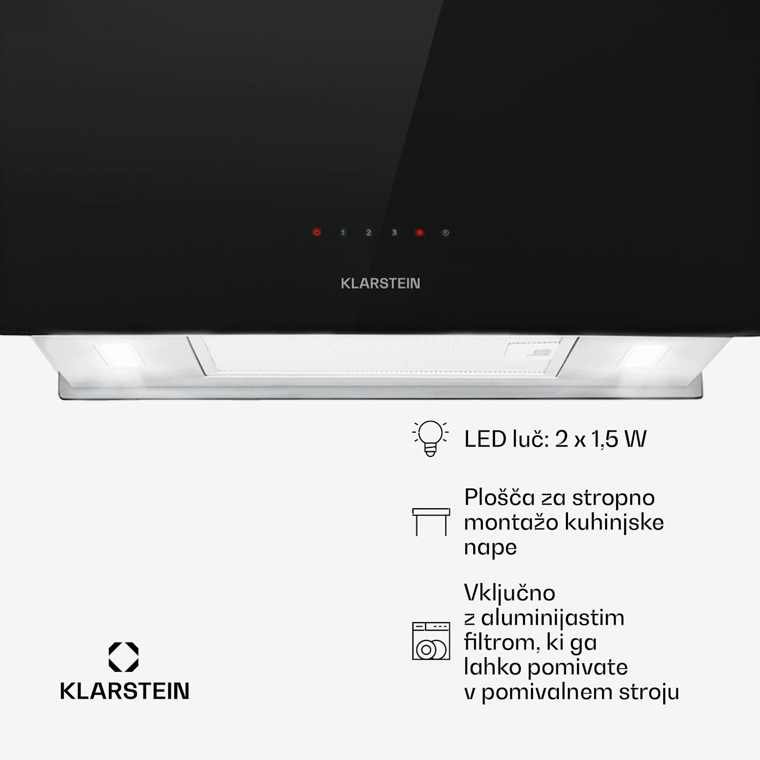 Kronleuchter L, stropna kuhinjska napa, 60 cm, 590 m³/h, LED, črna Črna