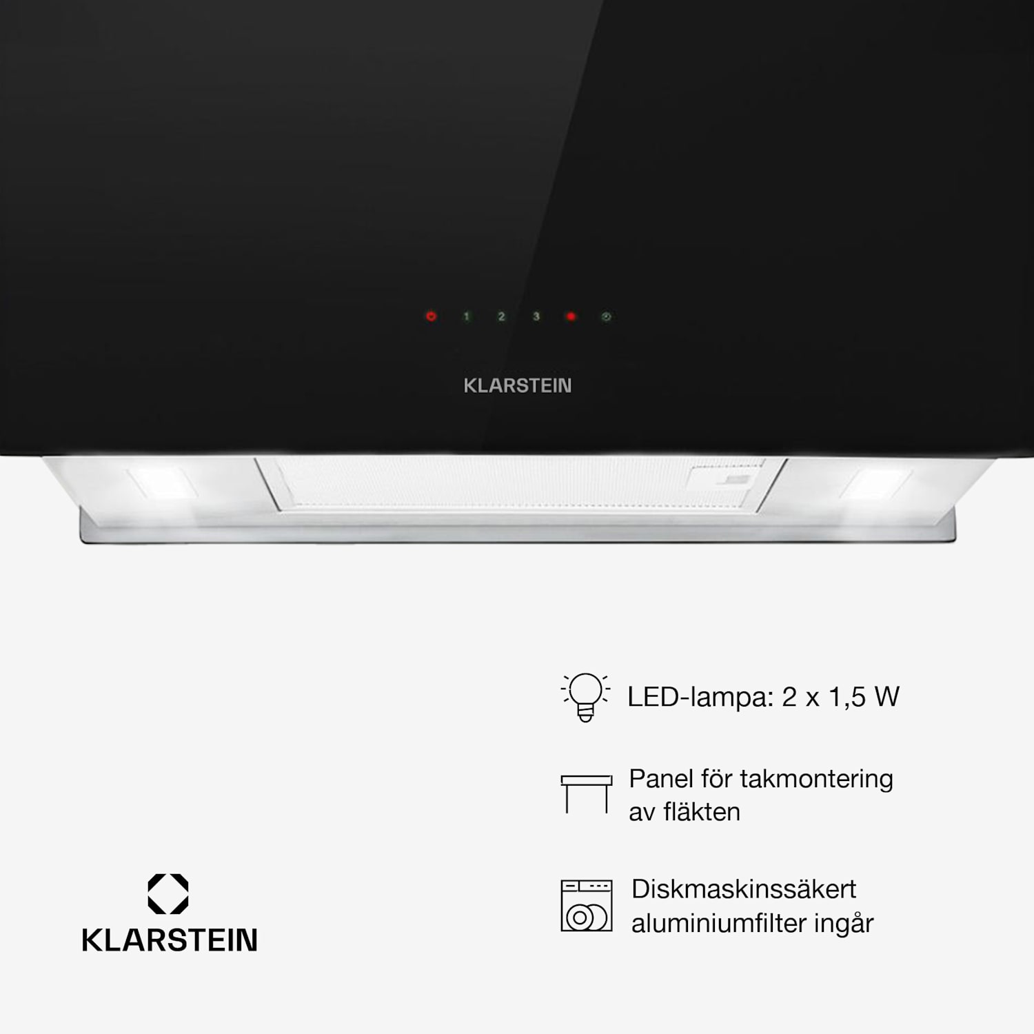 Kronleuchter L köksfläkt för köksö 60cm luftflöde: 590m³/h LED touch svart 
