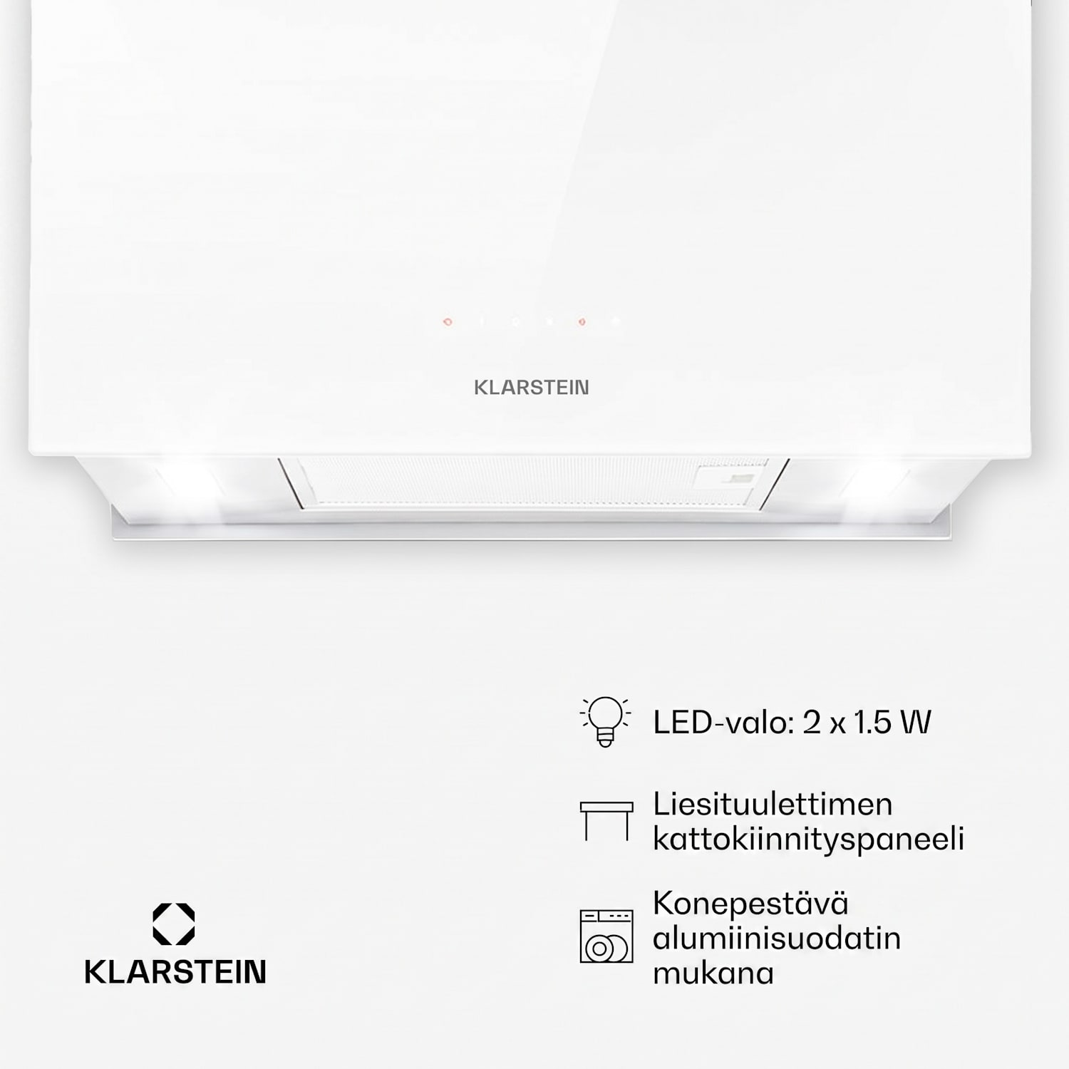 Kronleuchter L saarekeliesituuletin 60 cm poistoilma: 577 m³/h LED kosketus valkoinen 60 cm | Valkoinen