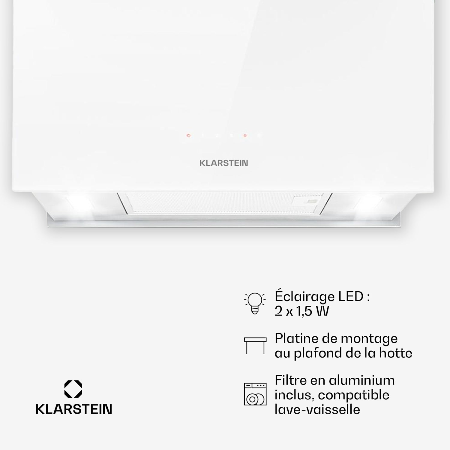 Kronleuchter L eilandafzuigkap 60cm afvoer: 590m³/h led touch wit Wit