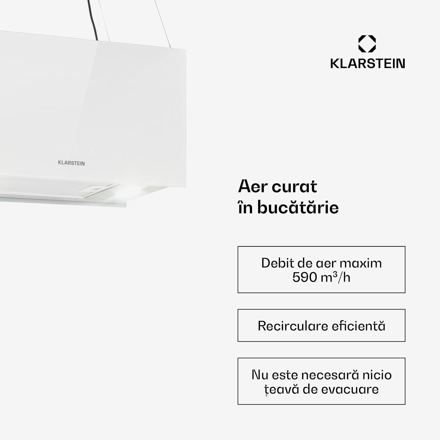 Kronleuchter L, hotă tip insulă, 60 cm, evacuare 590 m³/h, LED, touch, alb 