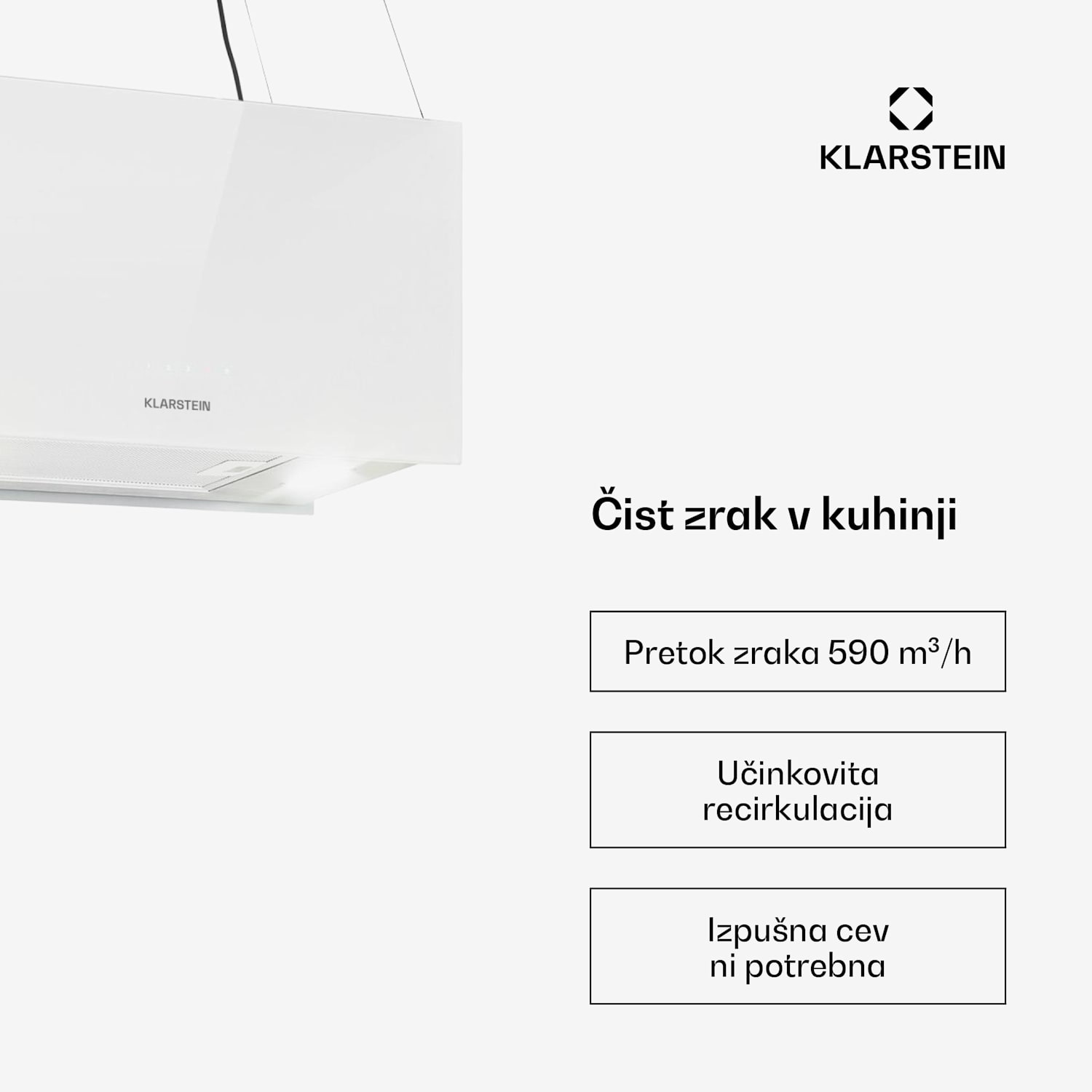 Kronleuchter L, stropna kuhinjska napa, 60 cm, 590 m³/h, LED, bela Bela