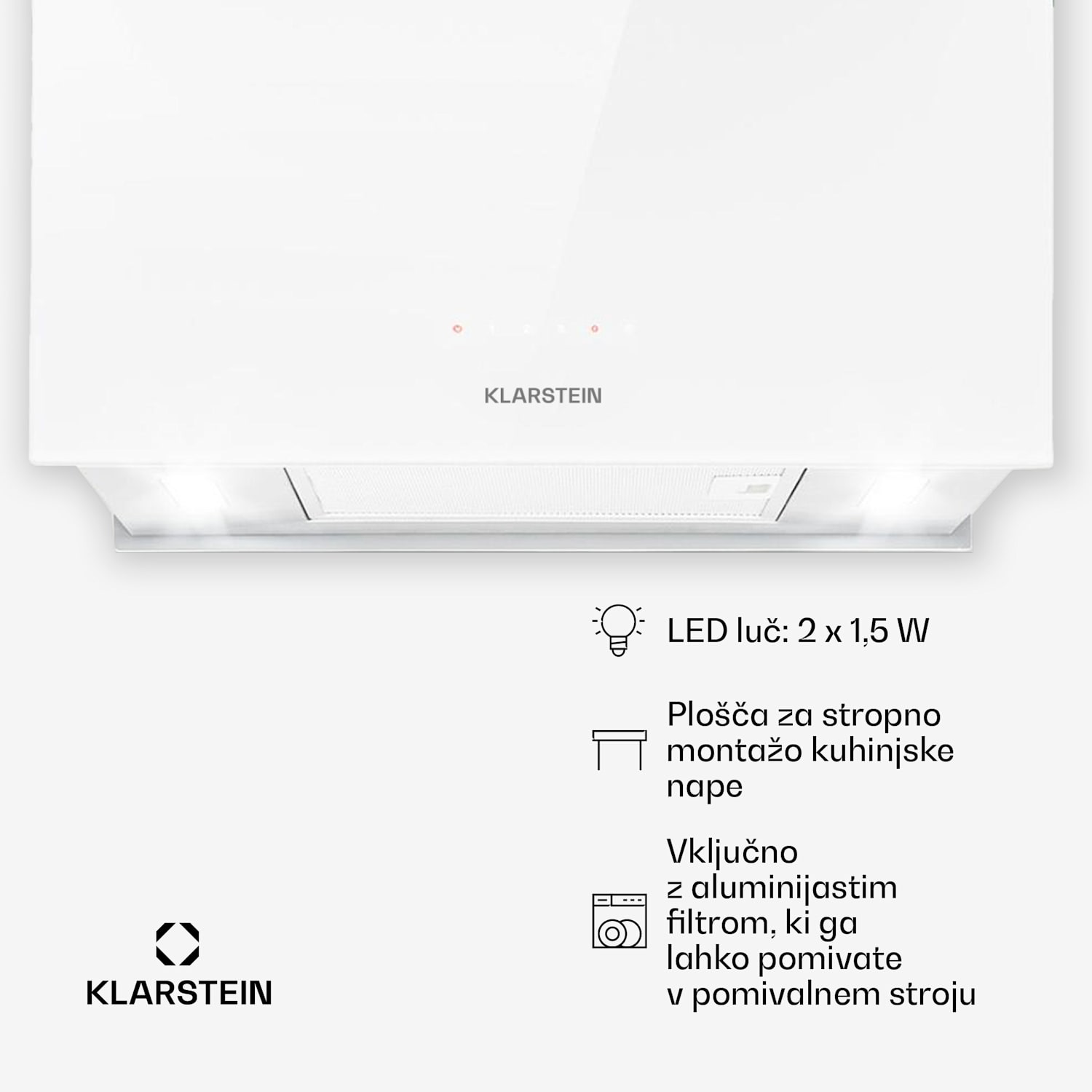 Kronleuchter L, stropna kuhinjska napa, 60 cm, 590 m³/h, LED, bela Bela