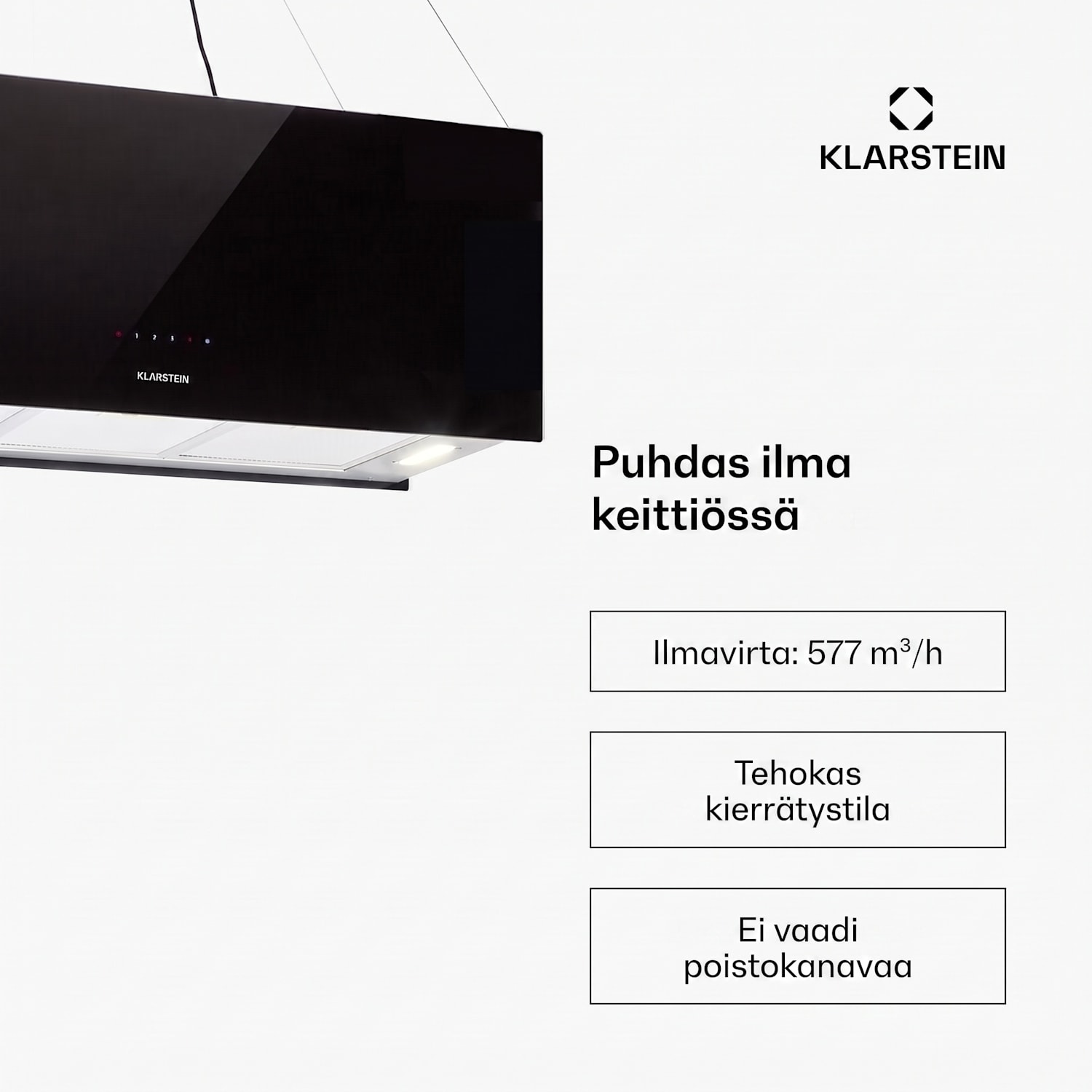 Kronleuchter XL saarekeliesituuletin 90 cm poistoilma 577 m³/h LED kosketus musta 90 cm | Musta