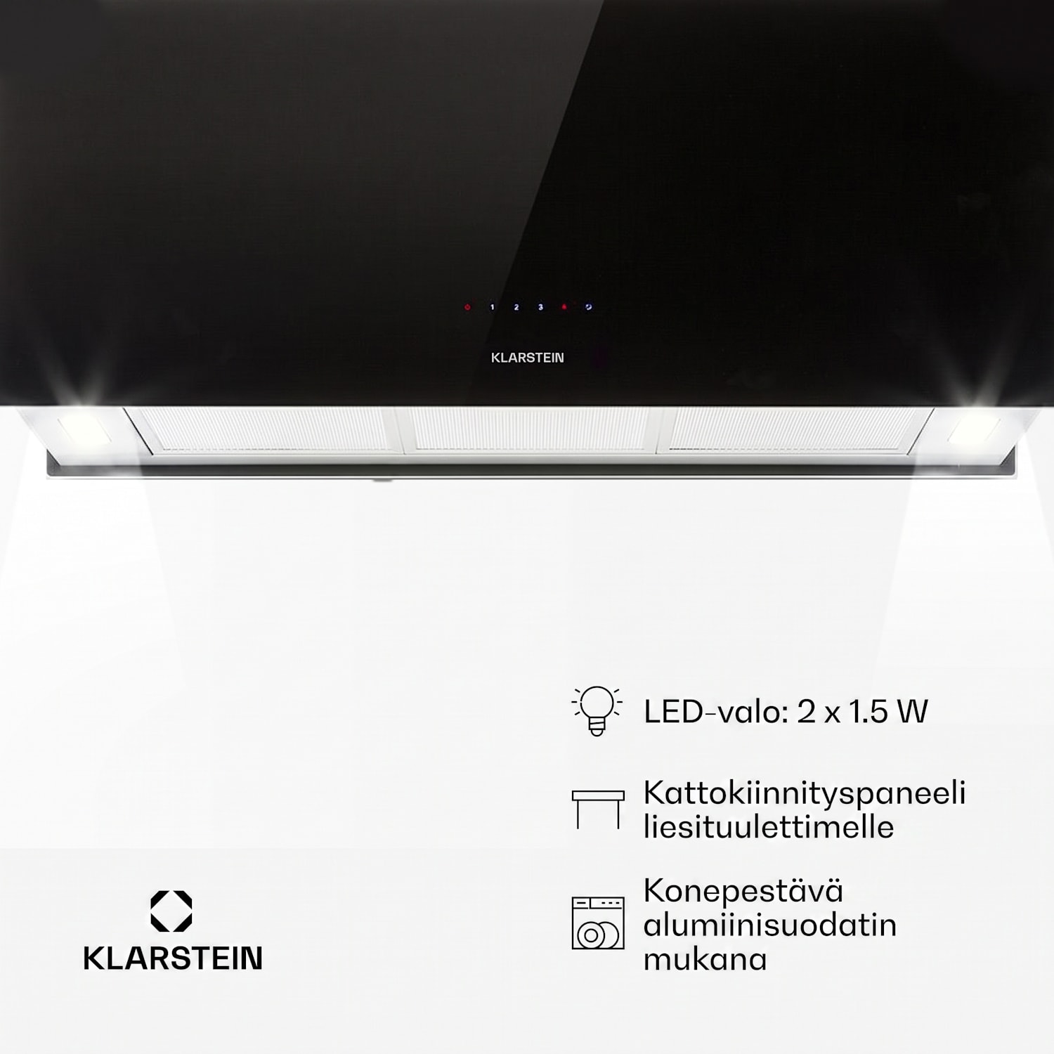 Kronleuchter XL saarekeliesituuletin 90 cm poistoilma 577 m³/h LED kosketus musta 90 cm | Musta