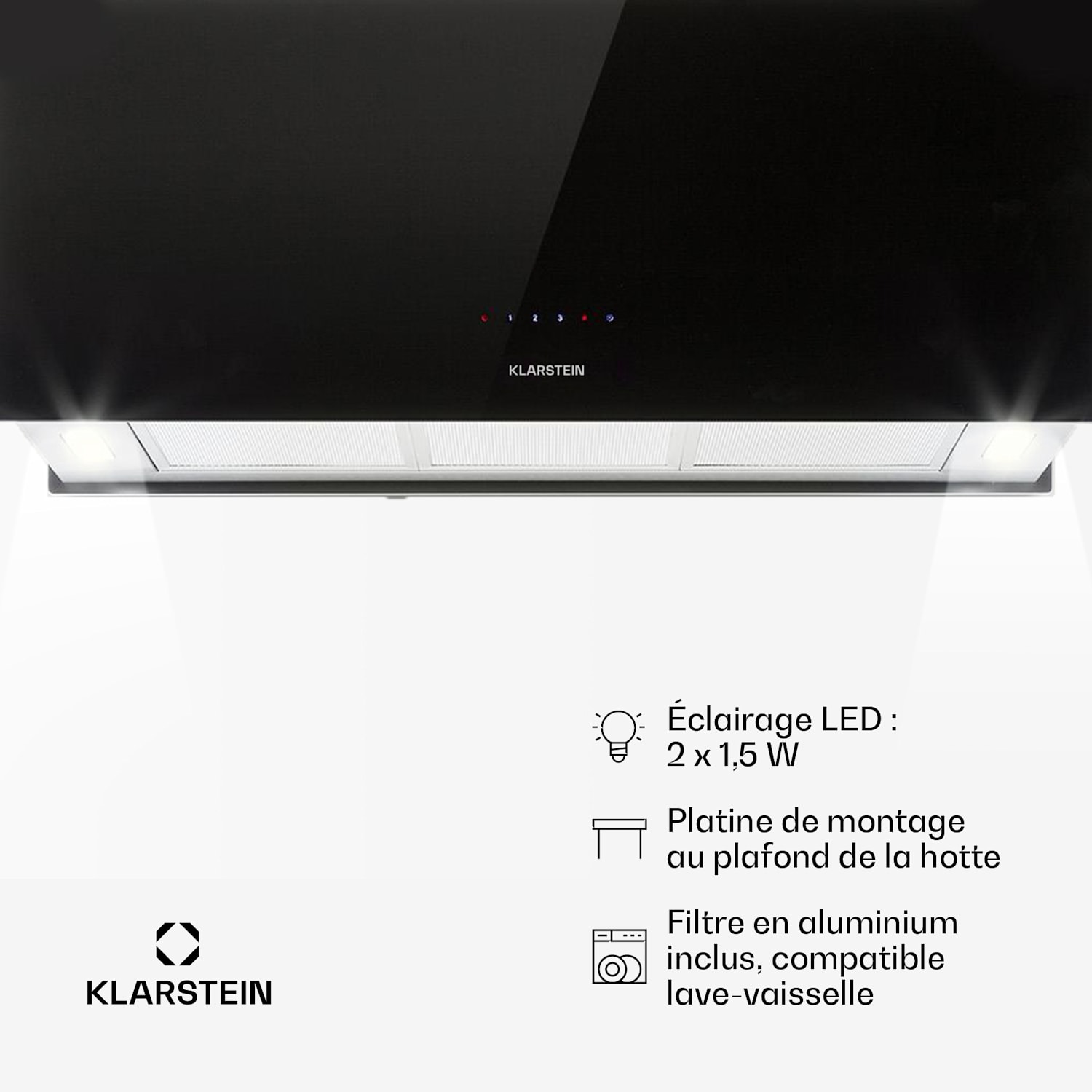 Kronleuchter XL eilandafzuigkap 90cm afvoer: 590m³/h led touch zwart Zwart