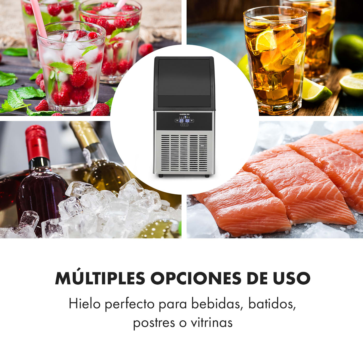 Antarctica Máquina de cubitos de hielo 270W 15l 26kg/24h Acero inoxidable Negra 