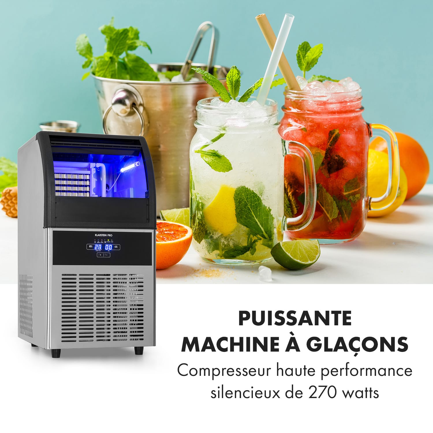 Antarctica ijsblokjesmachine 270W 15l 26kg/24h rvs zwart 