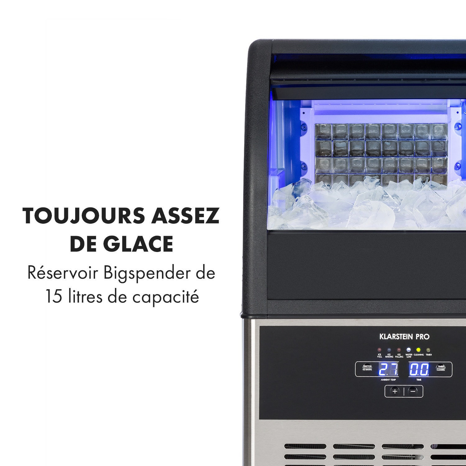 Antarctica ijsblokjesmachine 270W 15l 26kg/24h rvs zwart 