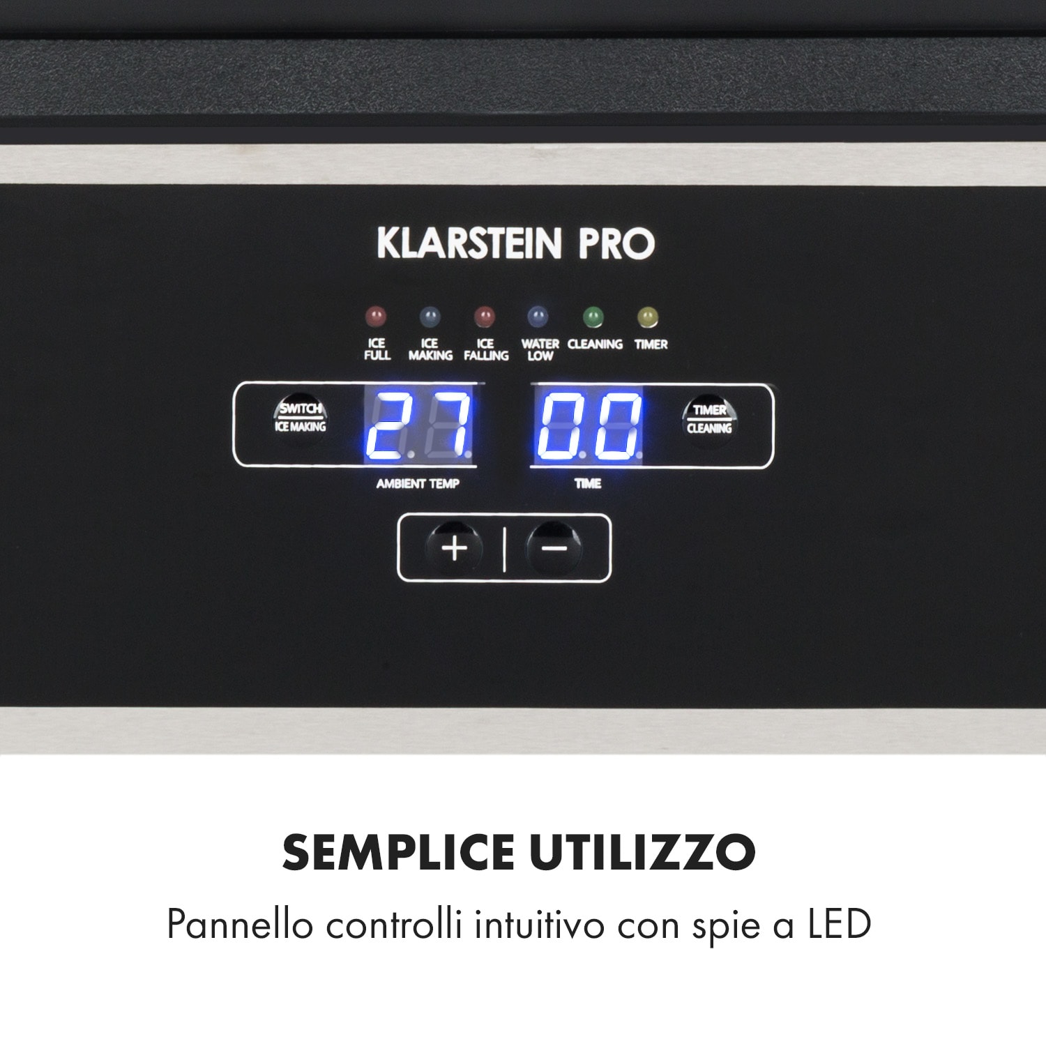 Antarctica macchina del ghiaccio 270W 15l 26kg/24h acciaio inox nero 