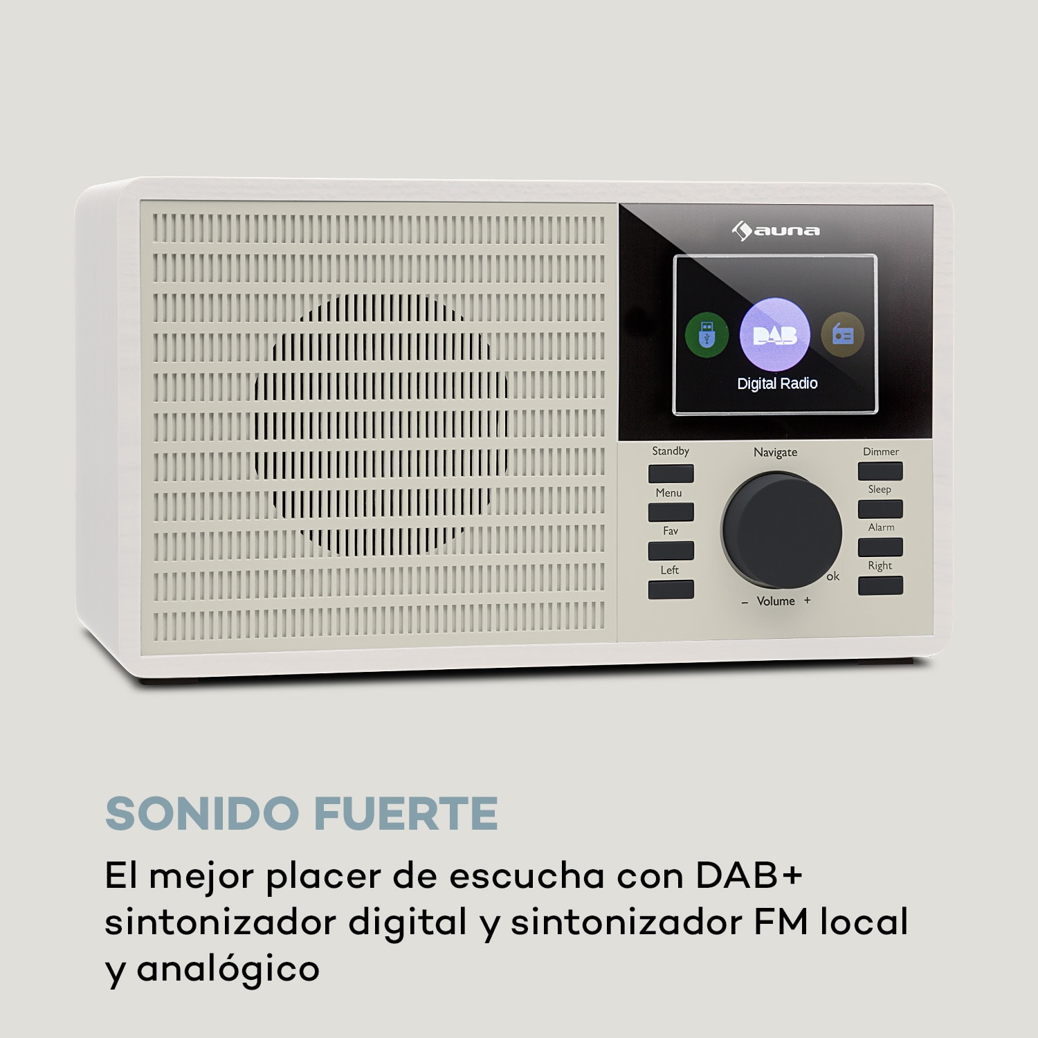 DR-160 Radio BT DAB+/FM USB AUX  Pantalla 2.4" TFT Blanco 