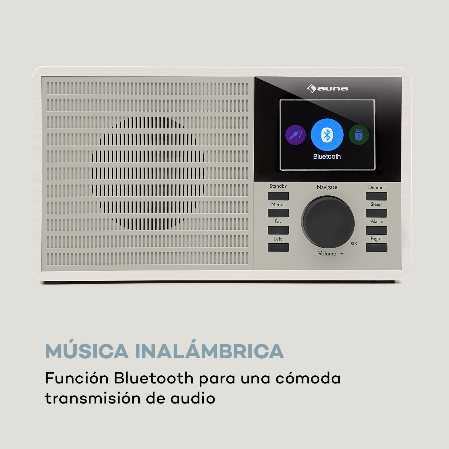 DR-160 Radio BT DAB+/FM USB AUX  Pantalla 2.4" TFT Blanco 