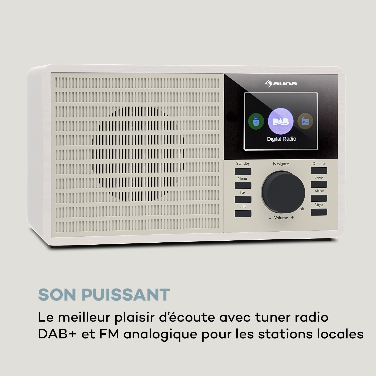 DR-160 BT Radio Réveil Bluetooth DAB+/FM USB AUX  écran TFT 2.4" - Blanche 