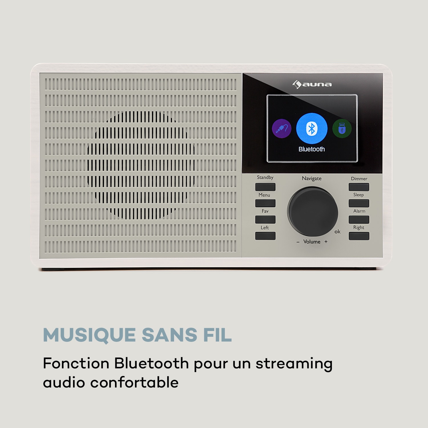 DR-160 BT Radio Réveil Bluetooth DAB+/FM USB AUX  écran TFT 2.4" - Blanche 