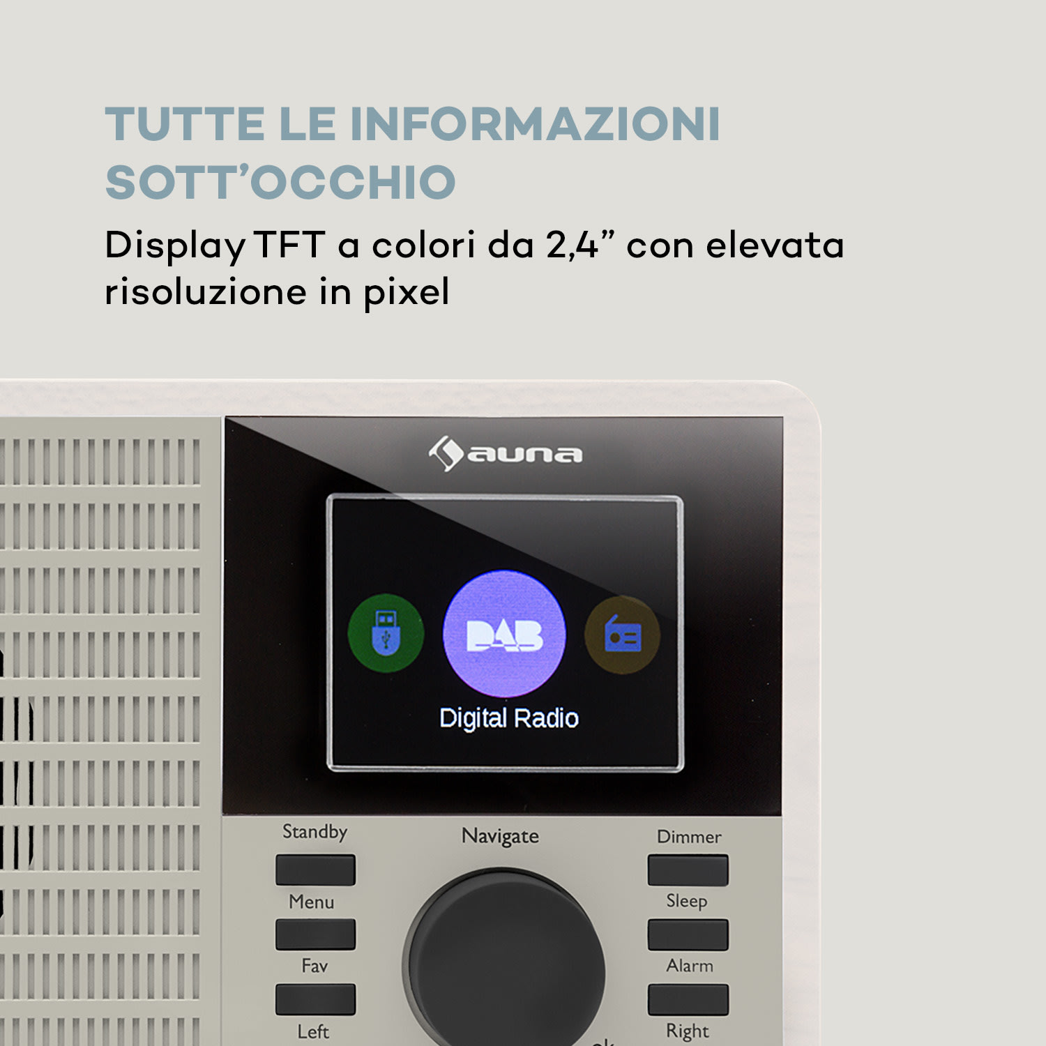 DR-160 BT Radio DAB+/FM USB AUX Display TFT 2.4" Bianco 