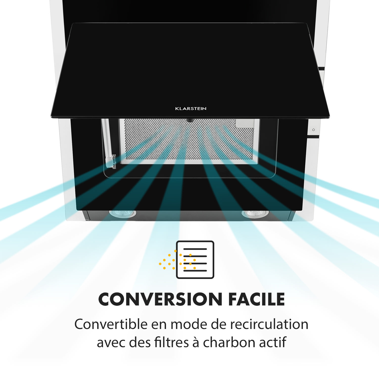 Mirage 60 Hotte murale aspirante 60cm 550 m³/h LED couleur classe A++ 60 cm | Noir
