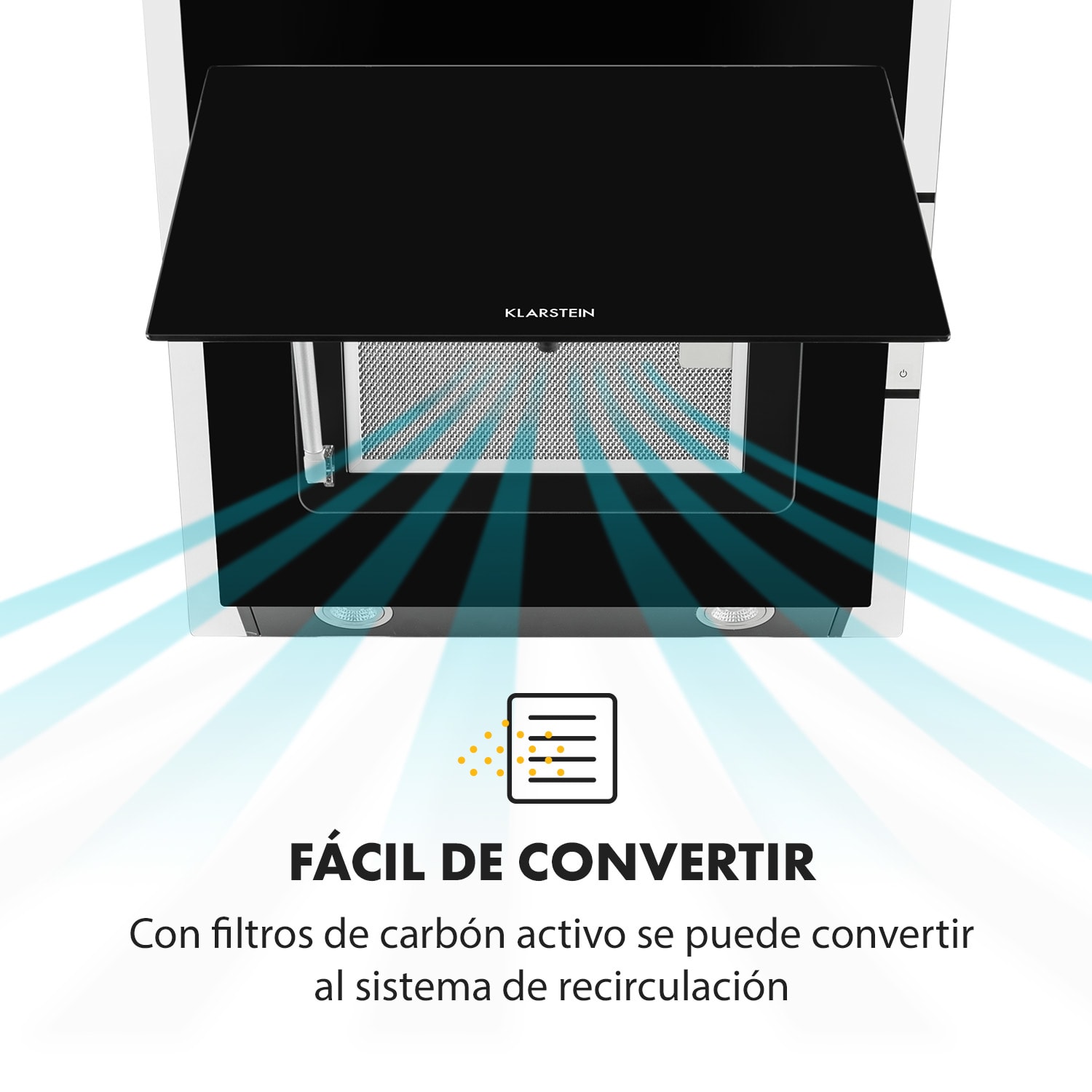 Klarstein Mirage 60 Campana extractora 550 m³/h Entorno táctil Negro 60 cm | Negro