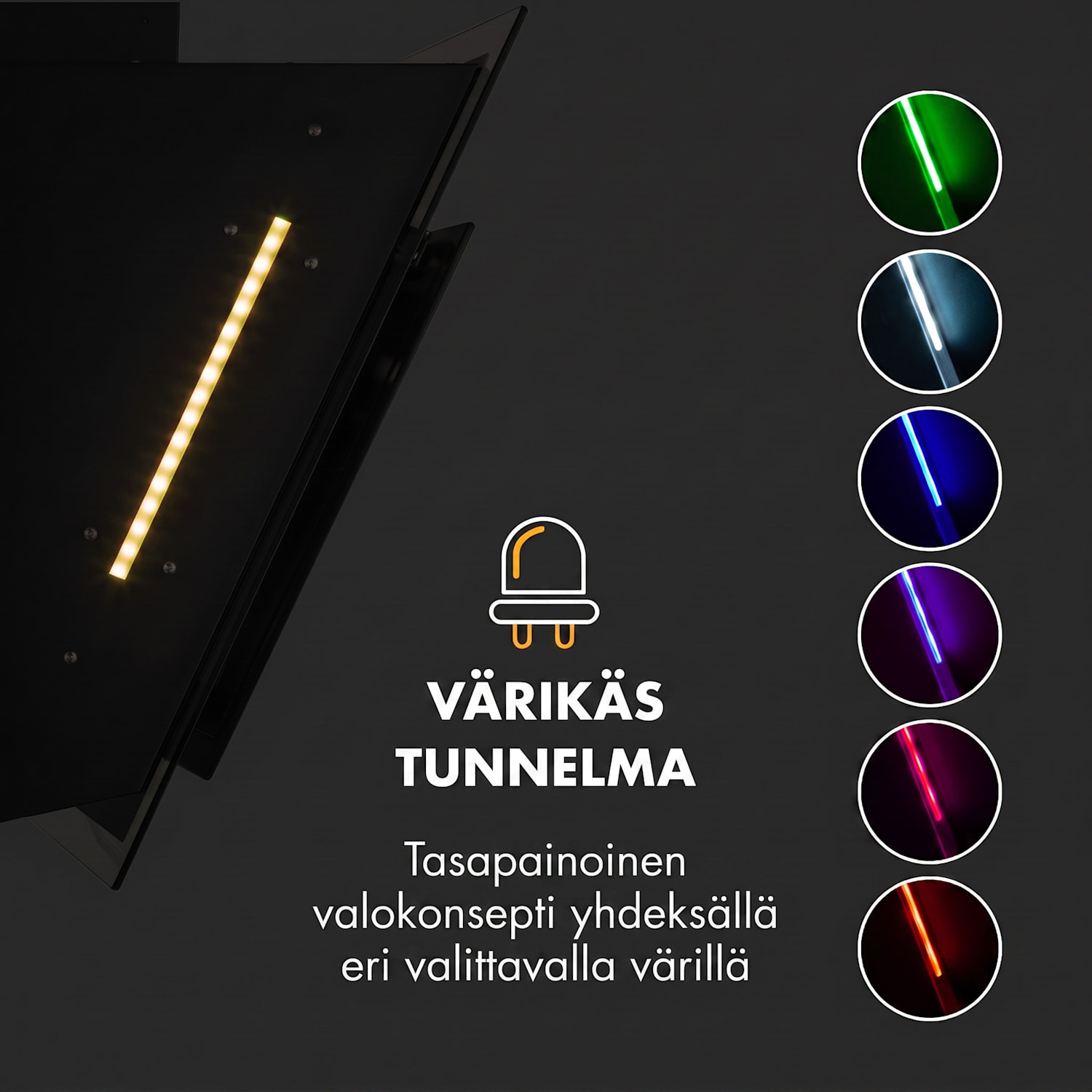 Klarstein Mirage 60 liesituuletin 671 m³/h kosketuspaneeli tunnelma musta 60 cm | Musta
