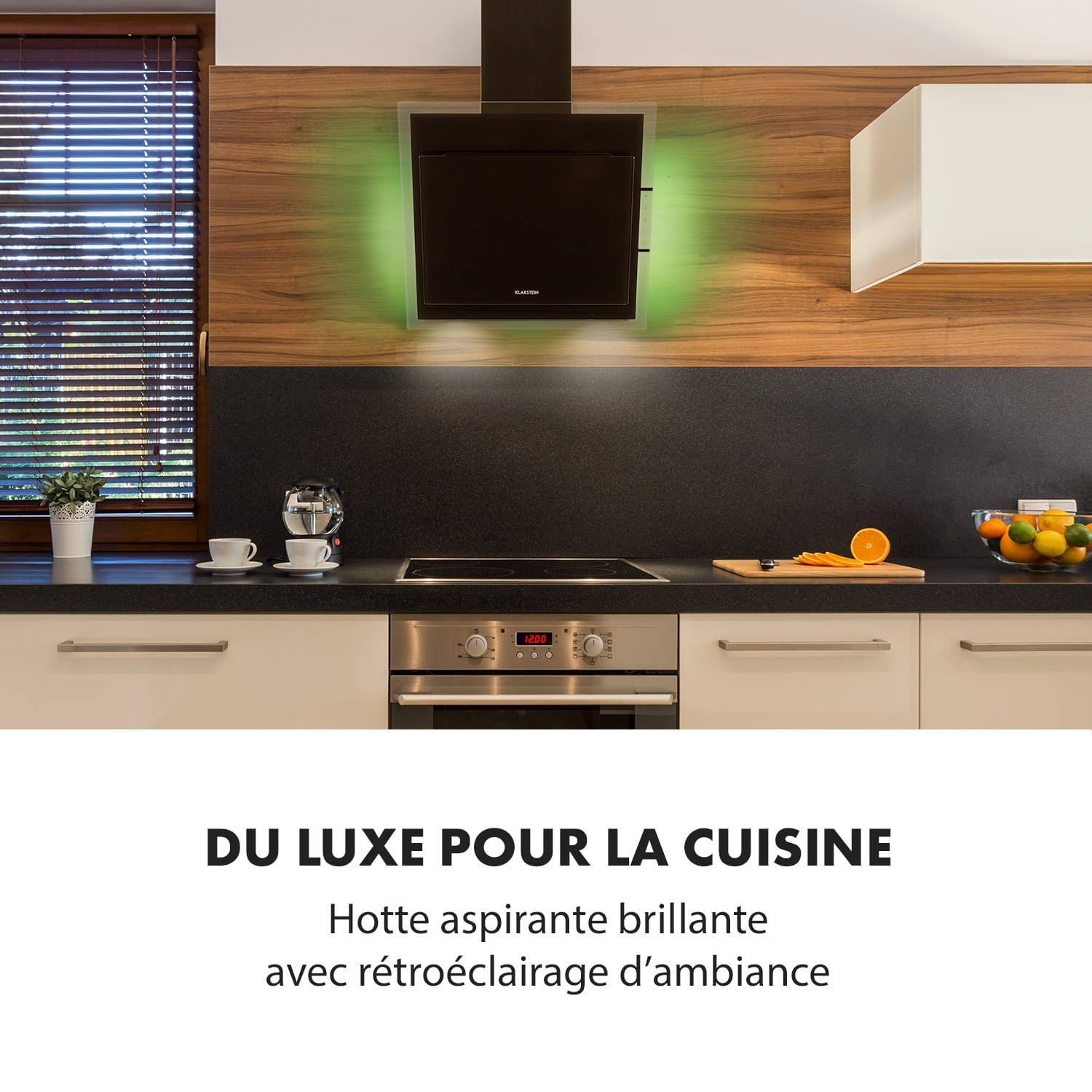 Klarstein Mirage 60 afzuigkap 550 m³/h touch paneel Ambient zwart 60 cm | Zwart