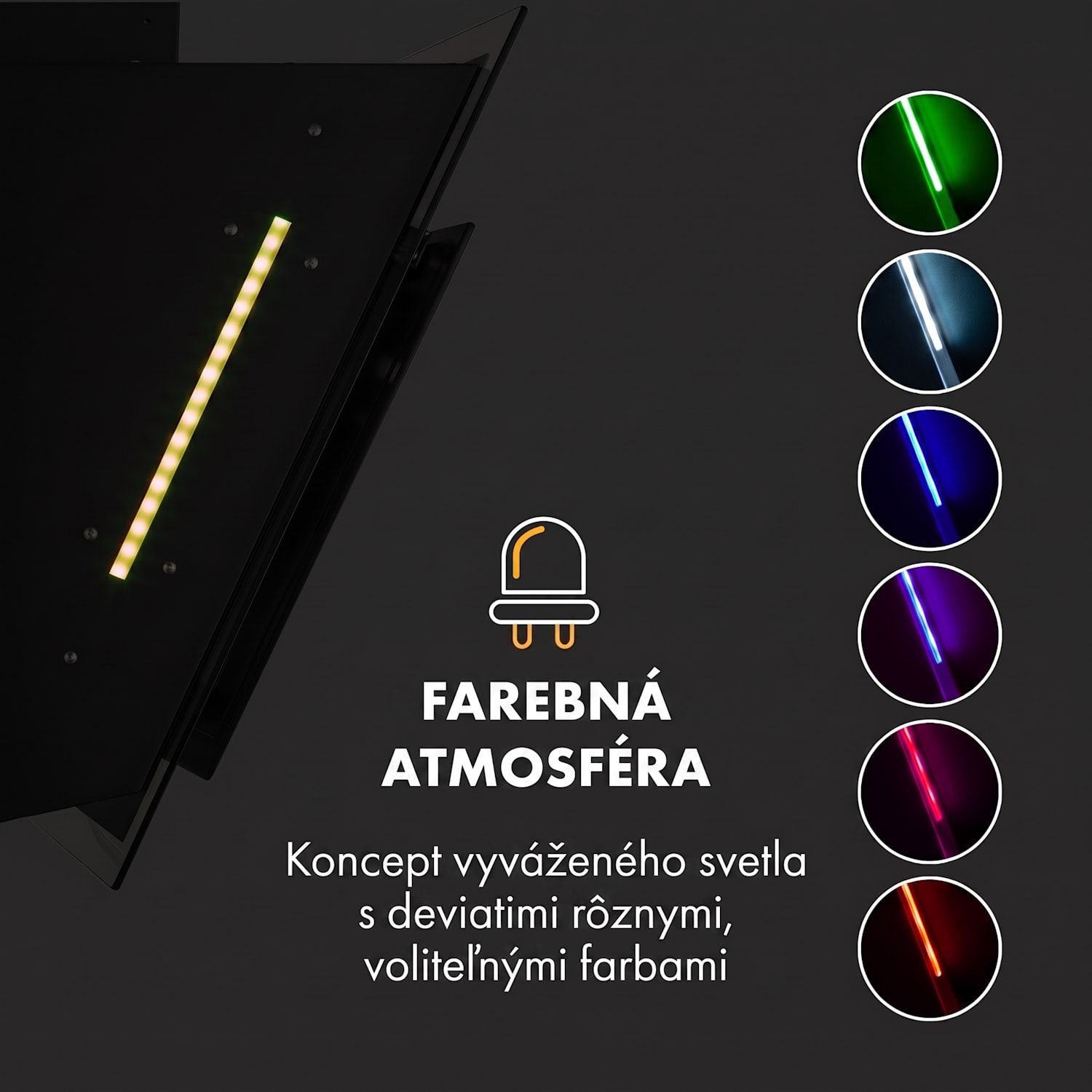 Mirage 60, digestor, 60 cm, nástenný, 671 m³/h, A++, dotykový panel, čierny 60 cm | Čierna