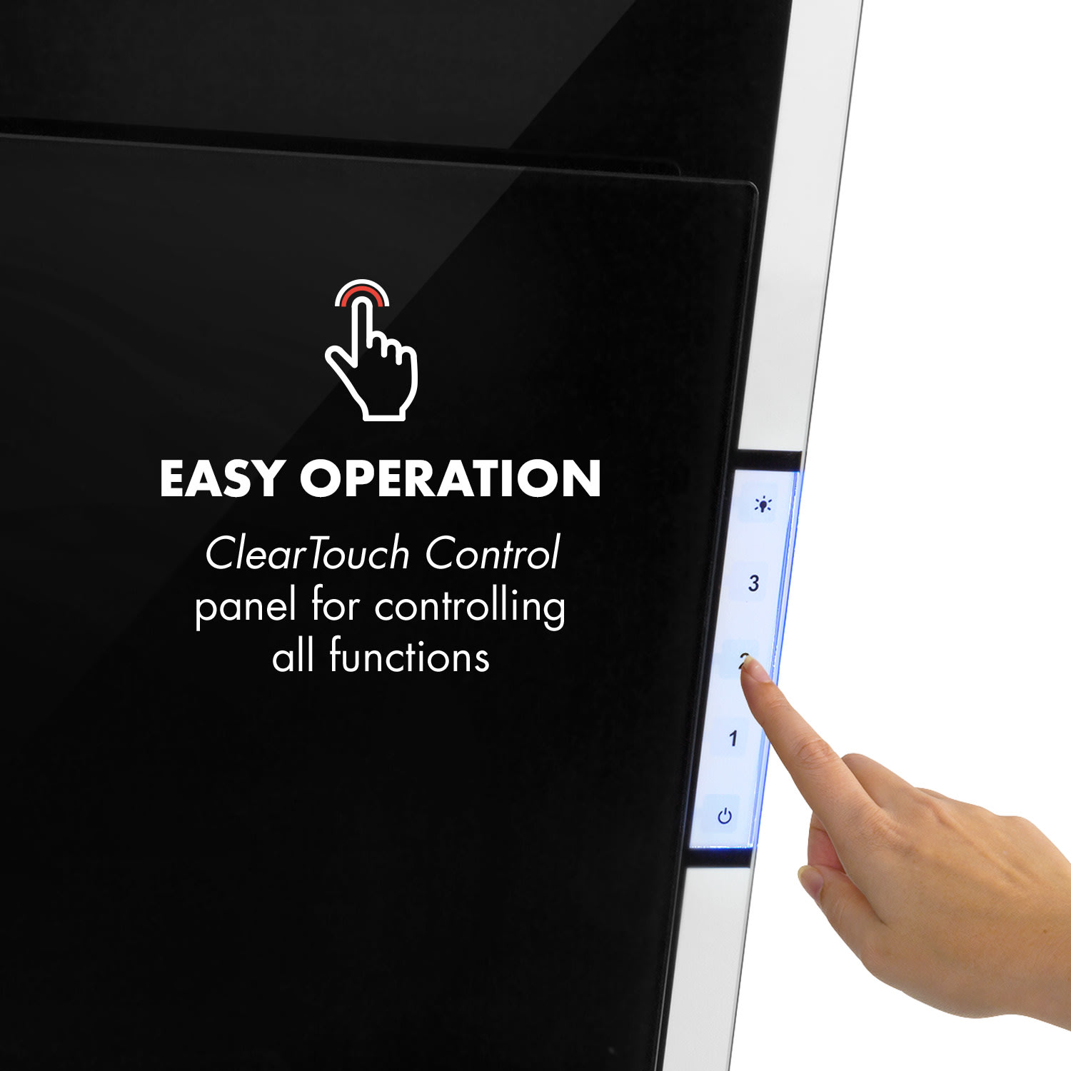 Mirage 60, okap kuchenny, wyciąg/pochłaniacz, 60 cm, 550 m³/h, panel dotykowy, klasa energetyczna A++, kolor czarny 60 cm | Czarny