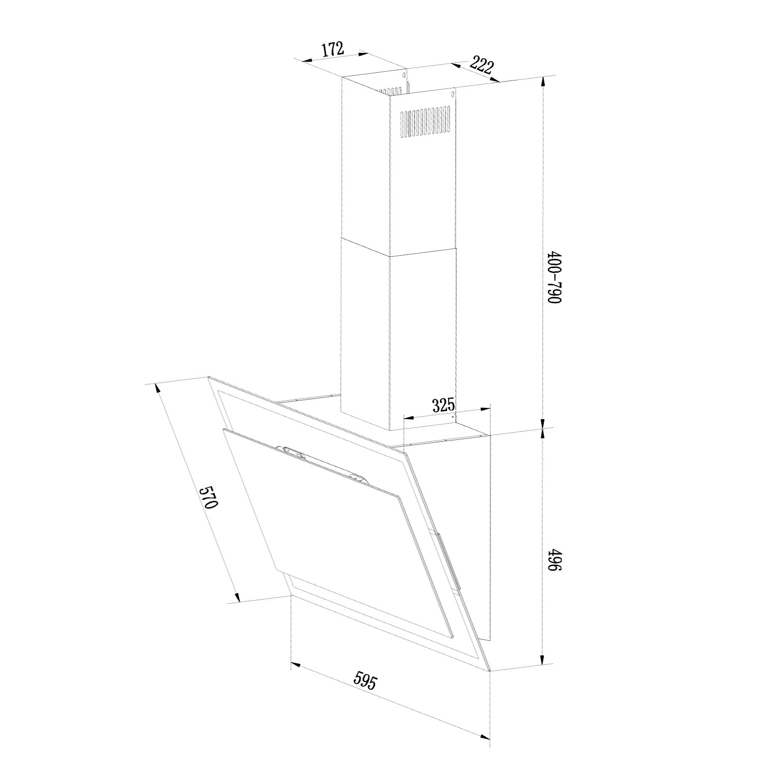 Mirage 60, okap kuchenny, wyciąg/pochłaniacz, 60 cm, 550 m³/h, panel dotykowy, klasa energetyczna A++, kolor czarny 60 cm | Czarny