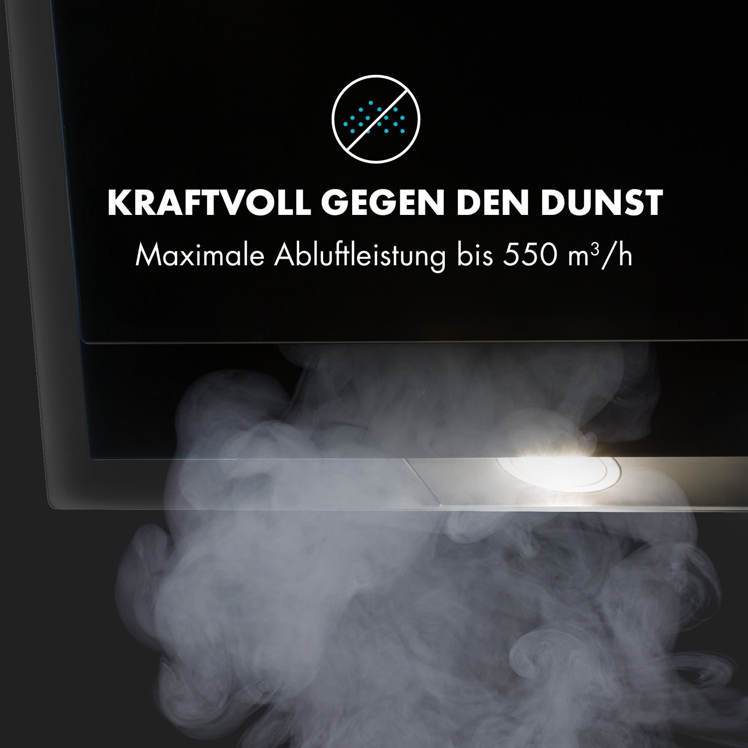 Mirage 90 Dunstabzugshaube 550 m³/h Touch-Panel RGB-Ambiente-Licht A++ 90 cm | Schwarz