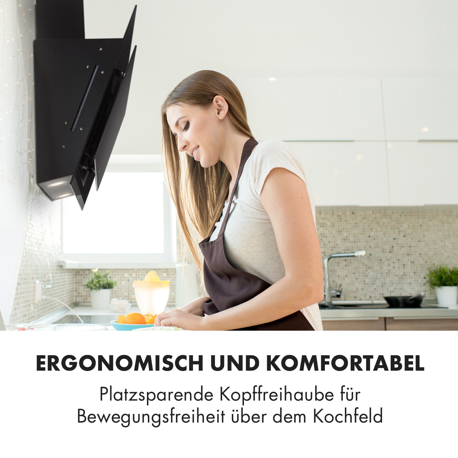 Mirage 90 Dunstabzugshaube 550 m³/h Touch-Panel RGB-Ambiente-Licht A++ 90 cm | Schwarz