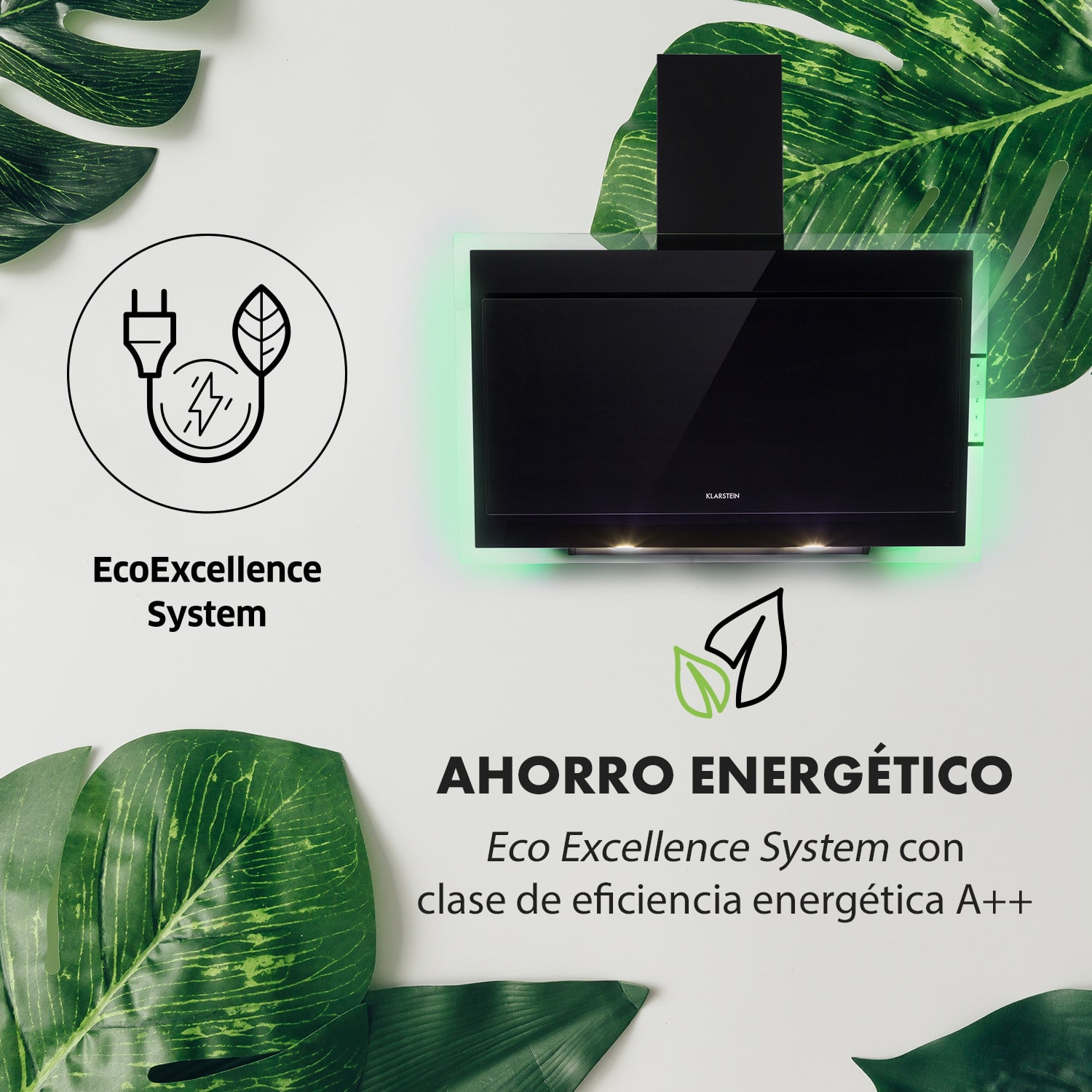 Mirage 90 Campana extractora 550 m³/h Entorno táctil Negro 90 cm | Negro