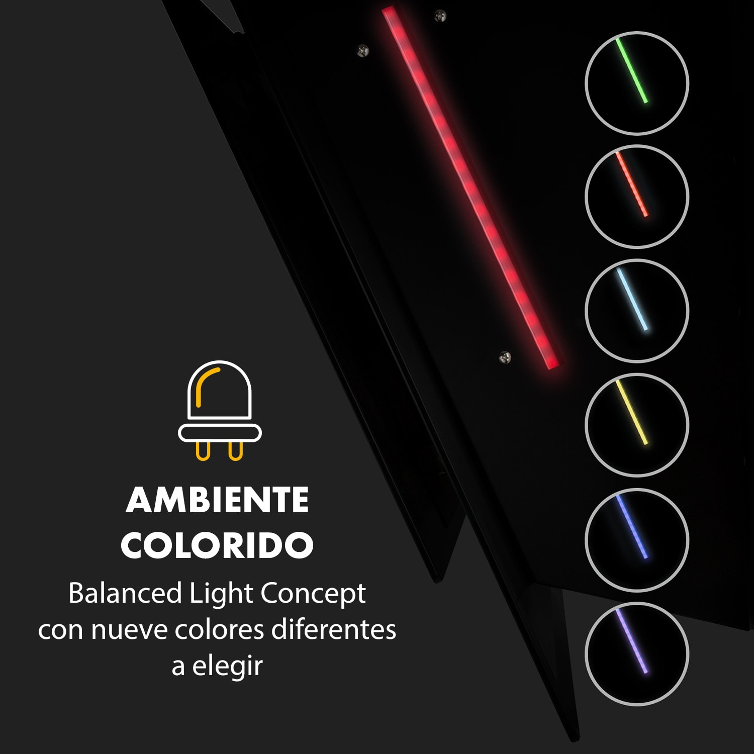 Mirage 90 Campana extractora 550 m³/h Entorno táctil Negro 90 cm | Negro