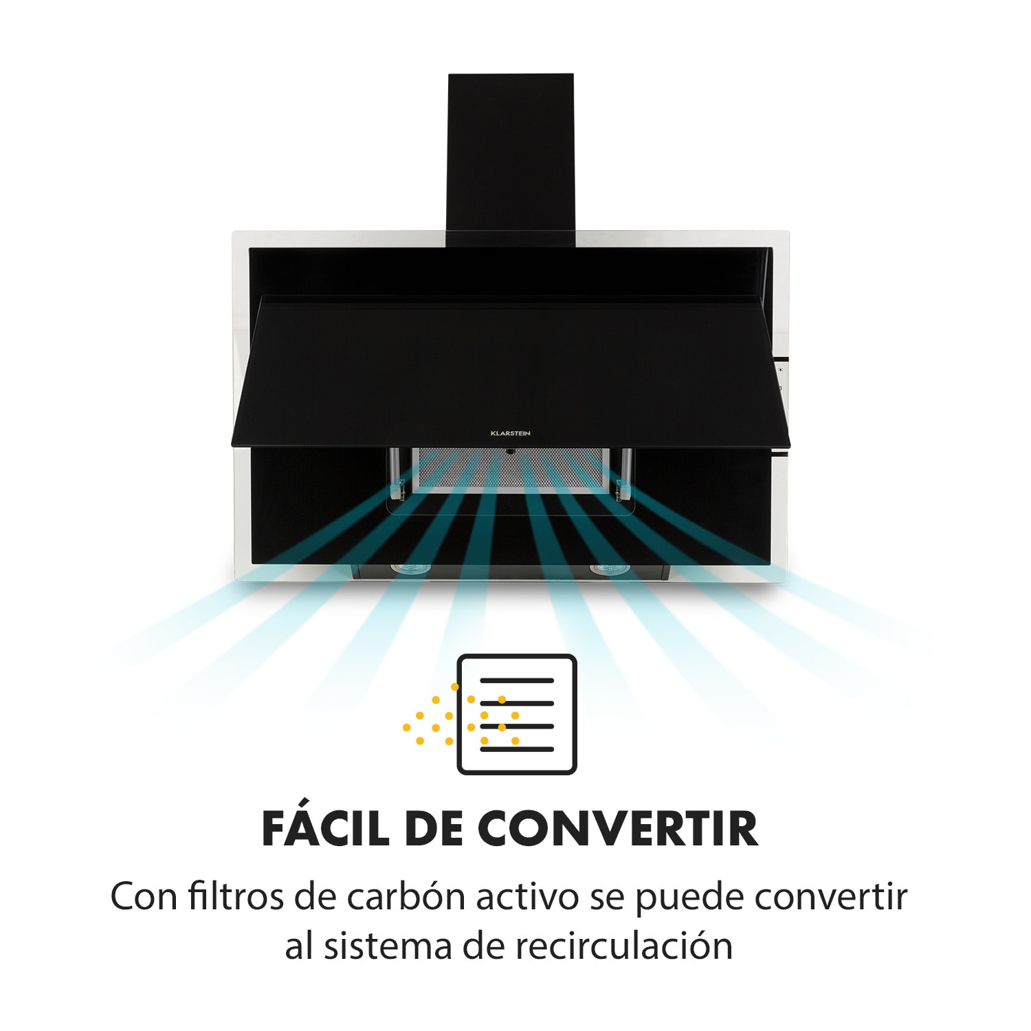 Mirage 90 Campana extractora 550 m³/h Entorno táctil Negro 90 cm | Negro