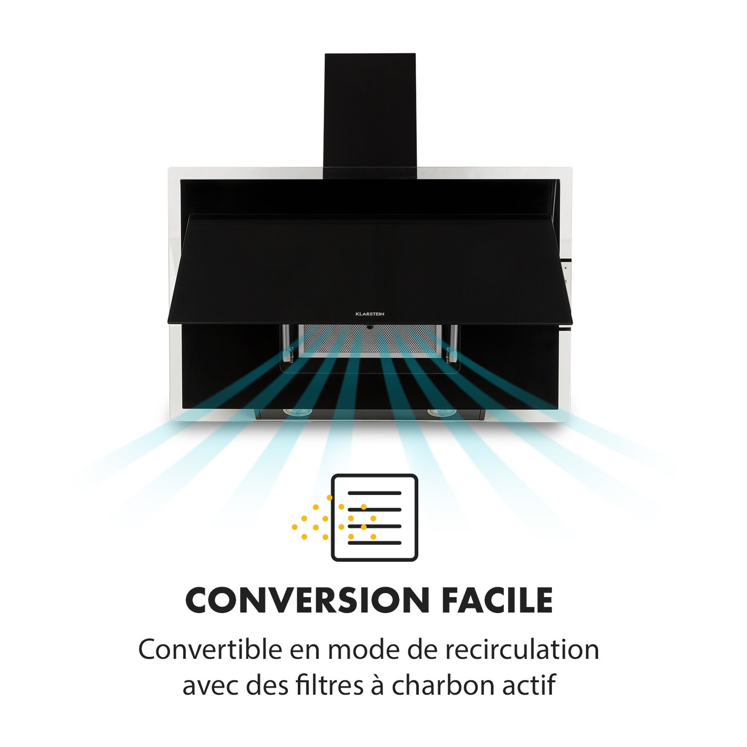 Mirage 90 afzuigkap 550 m³/h touch paneel RGB Ambiente licht 90 cm | Zwart