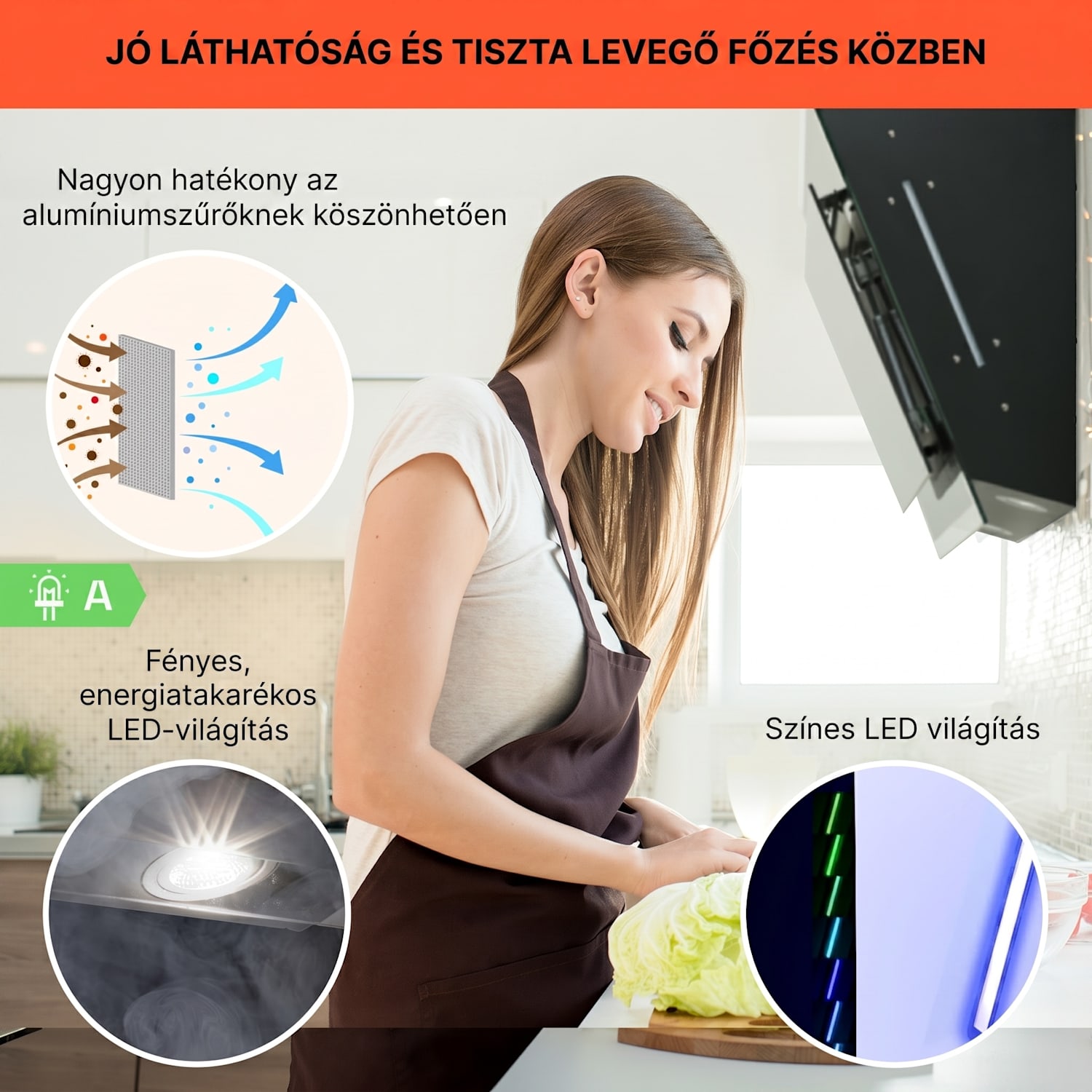 Mirage 90, páraelszívó, 90 cm, 550 m³/ó, érintésvezérlés, RGB megvilágítás, fekete 90 cm | Fekete