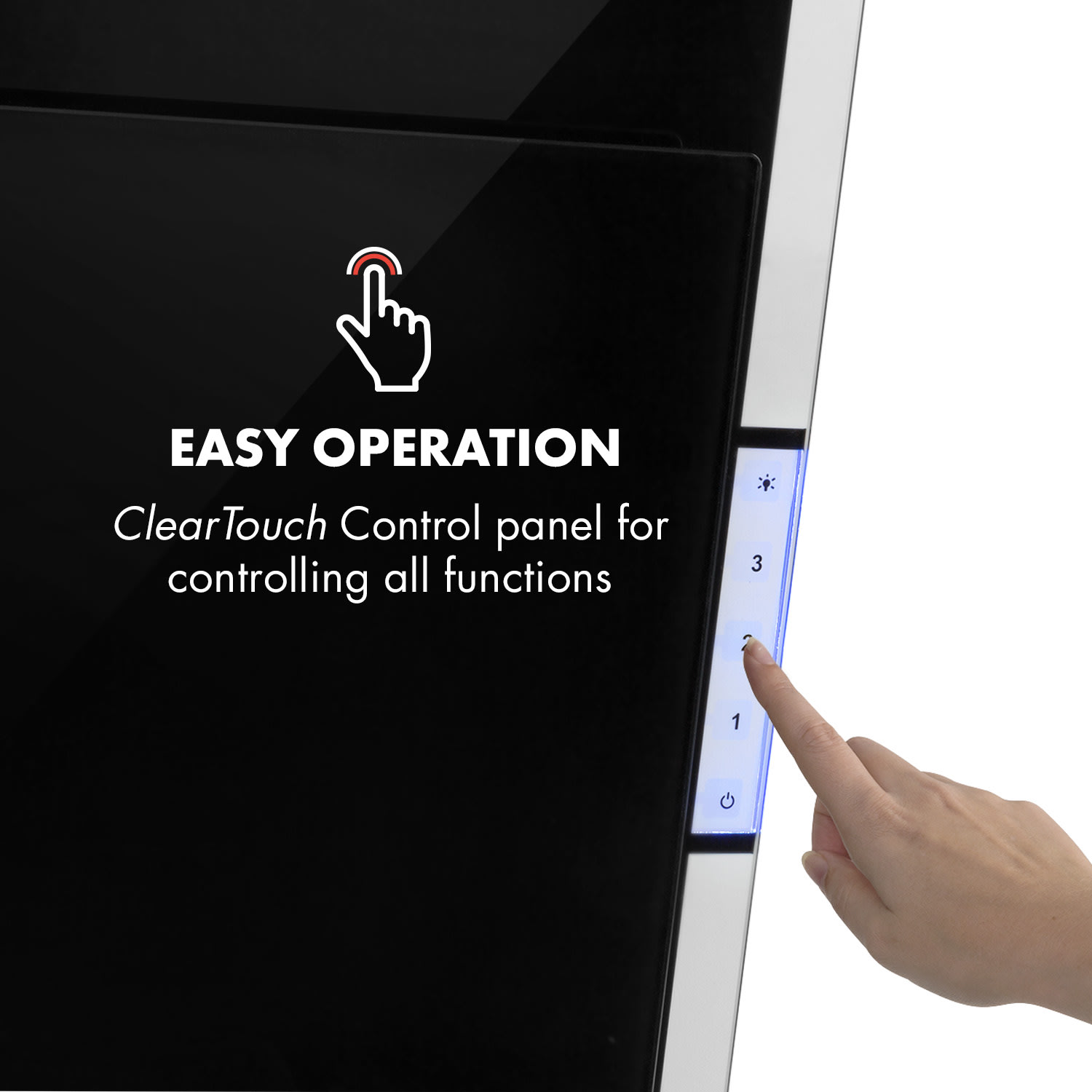 Mirage 90, digestor, 90 cm, nástenný, 550 m³/h, A++, dotykový panel, RGB svetlo, čierny 