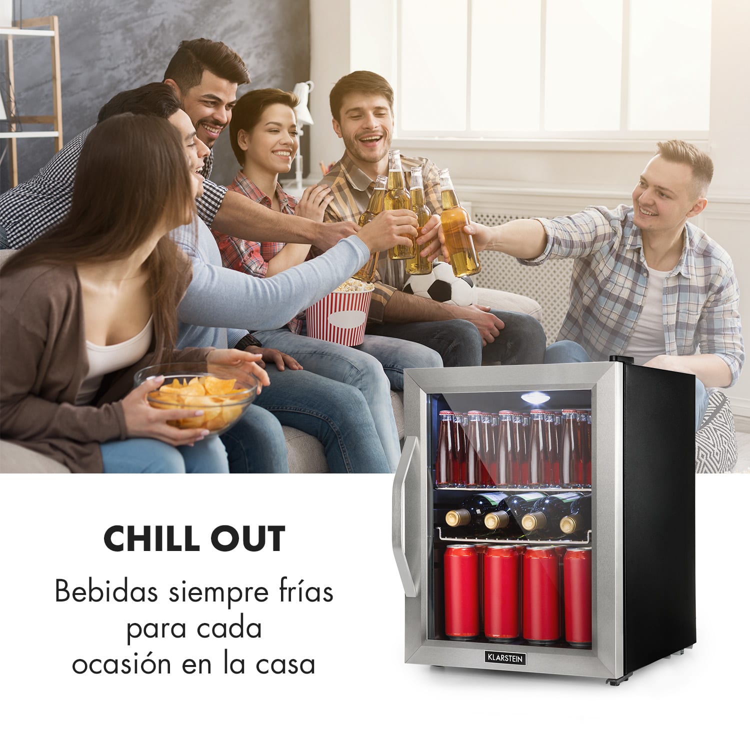 Beersafe M Nevera 33 litros 2 estantes Puerta panorámica de cristal Acero inoxidable 33 L | Acero Inoxidable