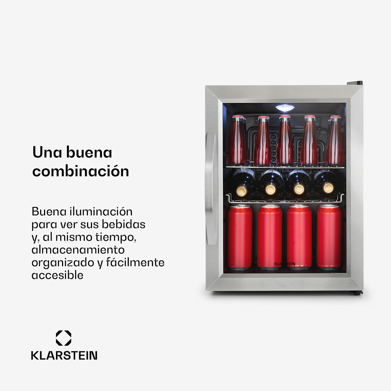 Beersafe M Nevera 33 litros 2 estantes Puerta panorámica de cristal Acero inoxidable 